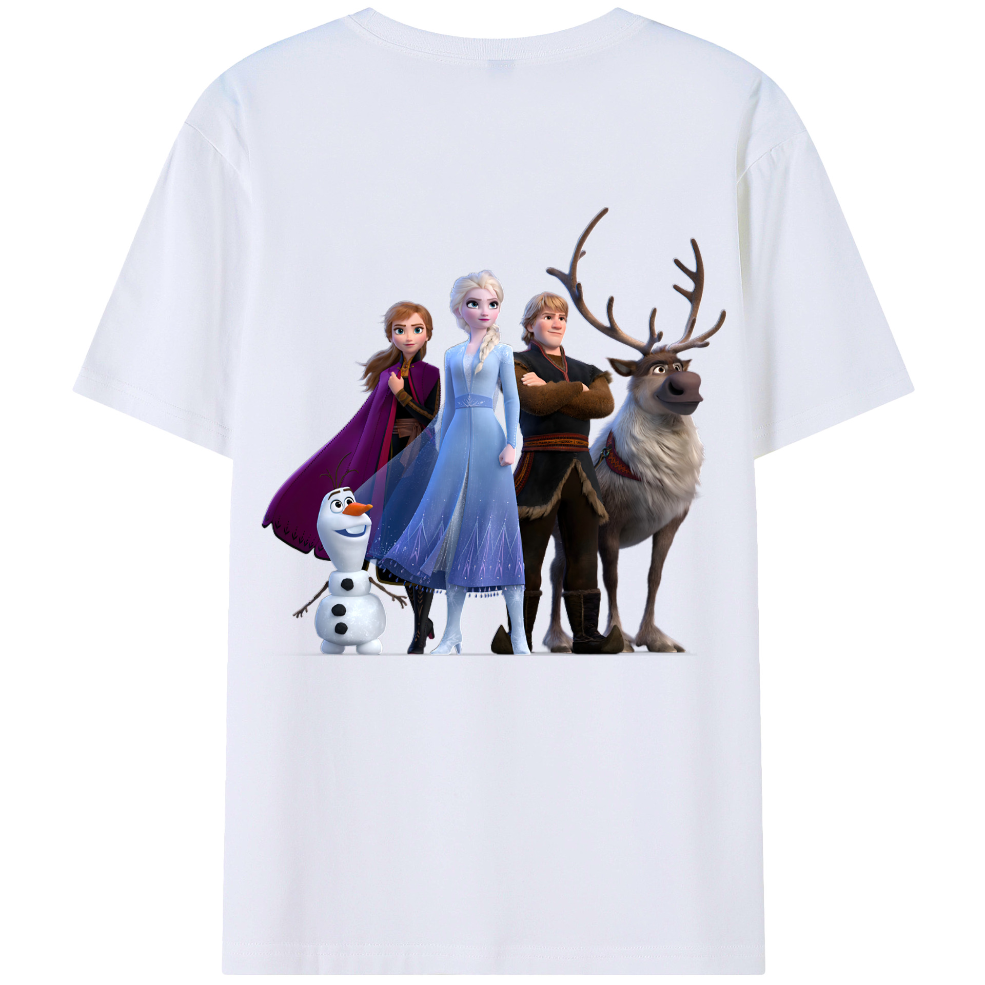 （画像用） アナと雪の女王 アンナ エルサ Frozen Anna Elsa 綿100％ メンズ半袖Tシャツ（バックプリント） 通気性