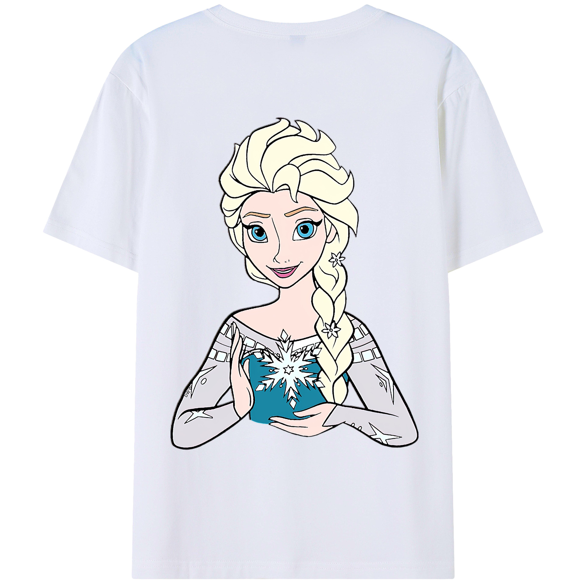 （画像用） アナと雪の女王 アンナ エルサ Frozen Anna Elsa 綿100％ メンズ半袖Tシャツ（バックプリント） 通気性