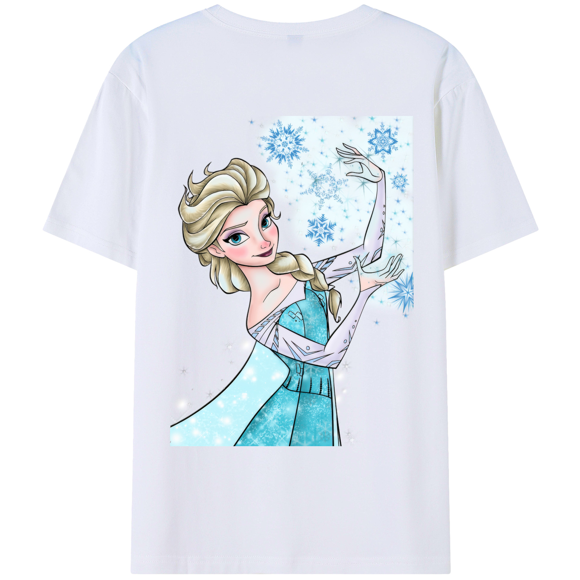 （画像用） アナと雪の女王 アンナ エルサ Frozen Anna Elsa 綿100％ メンズ半袖Tシャツ（バックプリント） 通気性