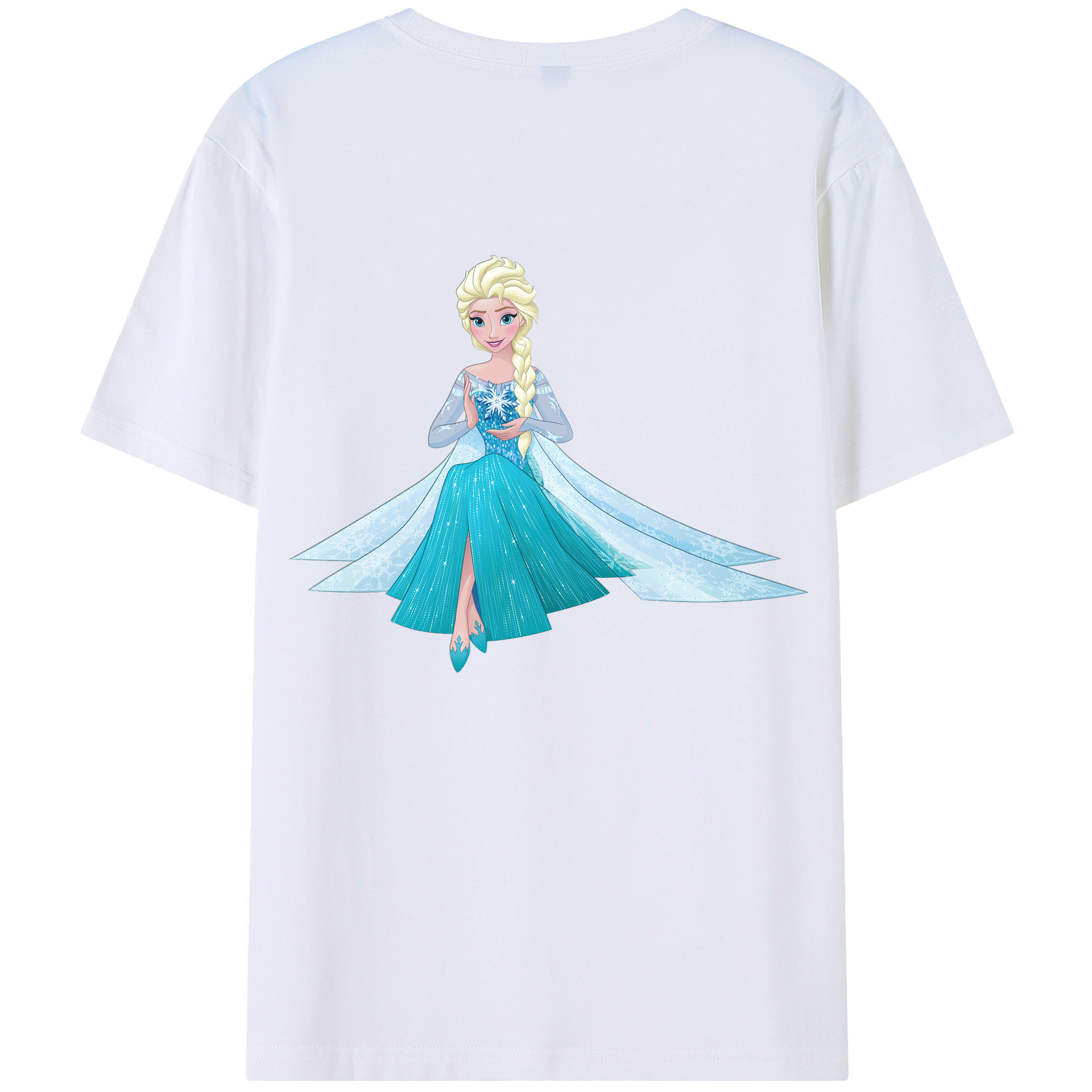 （画像用） アナと雪の女王 アンナ エルサ Frozen Anna Elsa 綿100％ メンズ半袖Tシャツ（バックプリント） 通気性