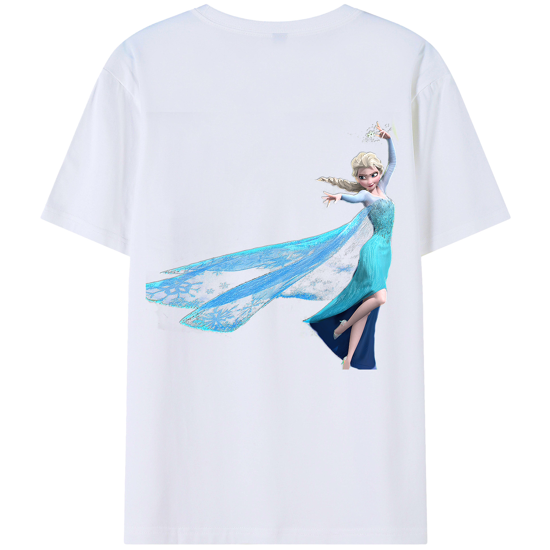 （画像用） アナと雪の女王 アンナ エルサ Frozen Anna Elsa 綿100％ メンズ半袖Tシャツ（バックプリント） 通気性