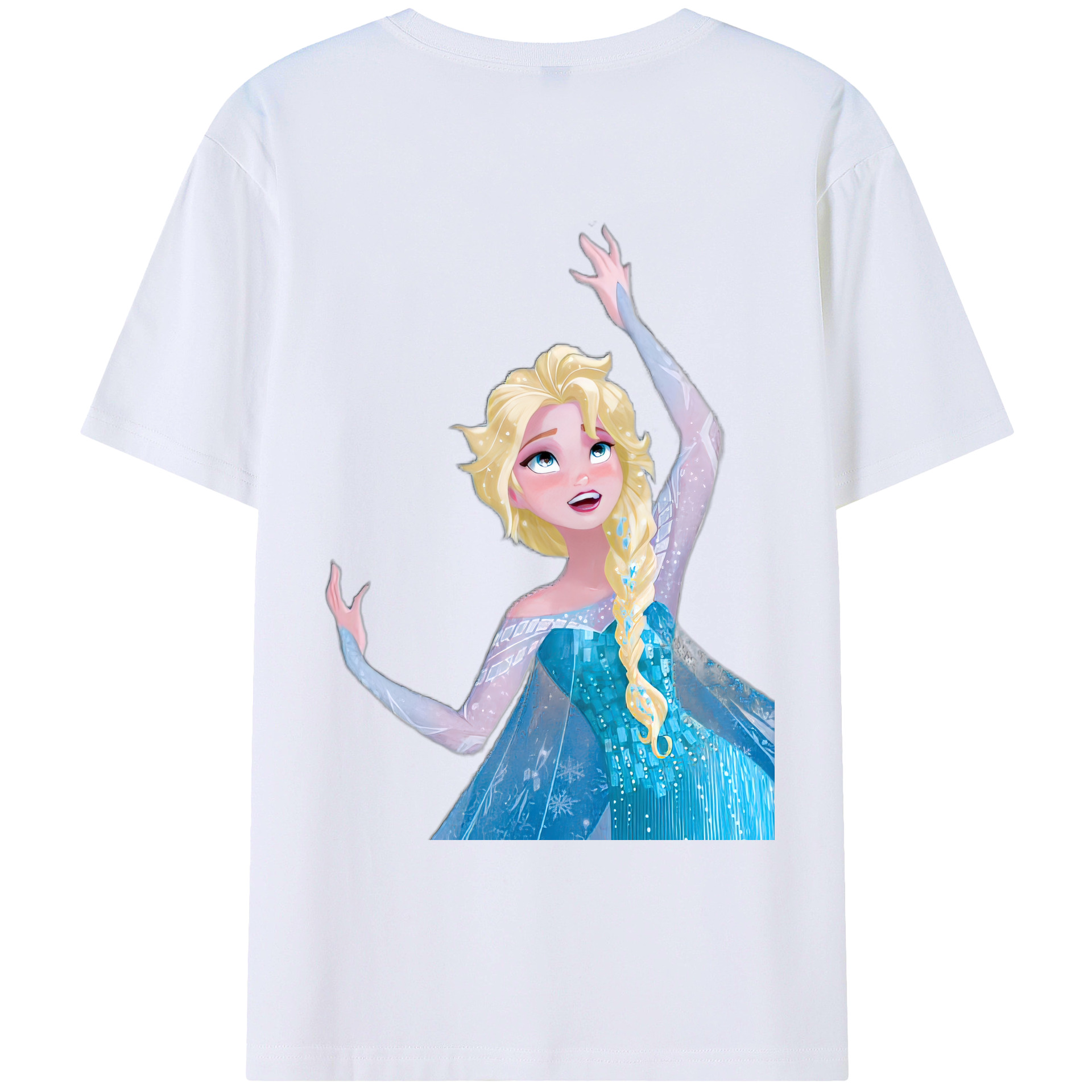 （画像用） アナと雪の女王 アンナ エルサ Frozen Anna Elsa 綿100％ メンズ半袖Tシャツ（バックプリント） 通気性