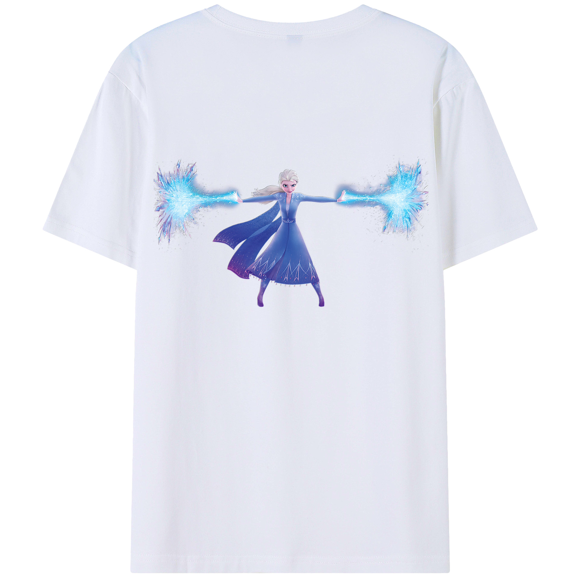 （画像用） アナと雪の女王 アンナ エルサ Frozen Anna Elsa 綿100％ メンズ半袖Tシャツ（バックプリント） 通気性