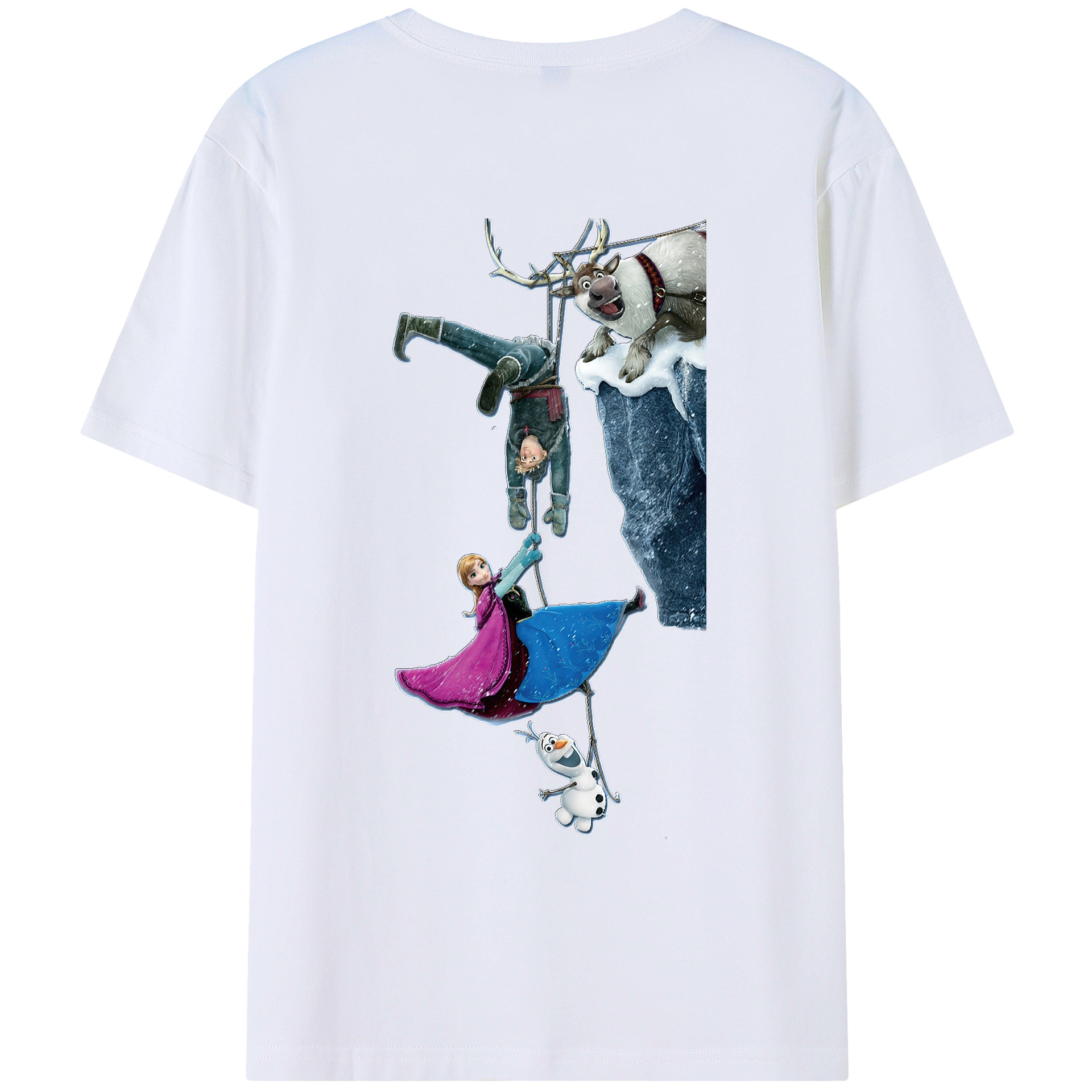 （画像用） アナと雪の女王 アンナ エルサ Frozen Anna Elsa 綿100％ メンズ半袖Tシャツ（バックプリント） 通気性