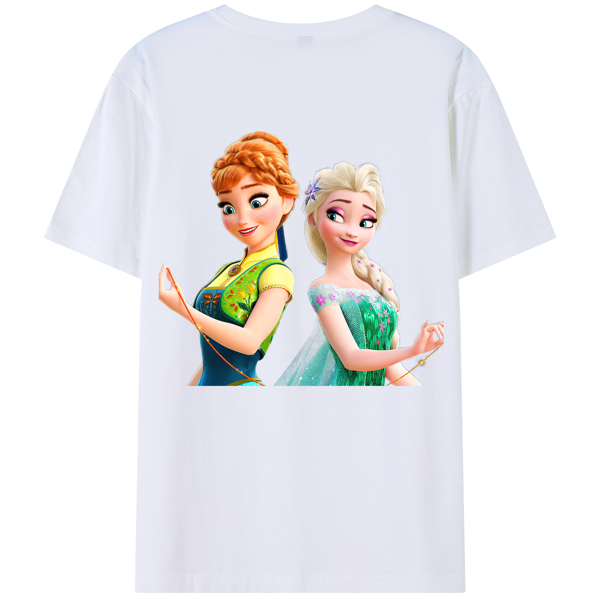 （画像用） アナと雪の女王 アンナ エルサ Frozen Anna Elsa 綿100％ メンズ半袖Tシャツ（バックプリント） 通気性