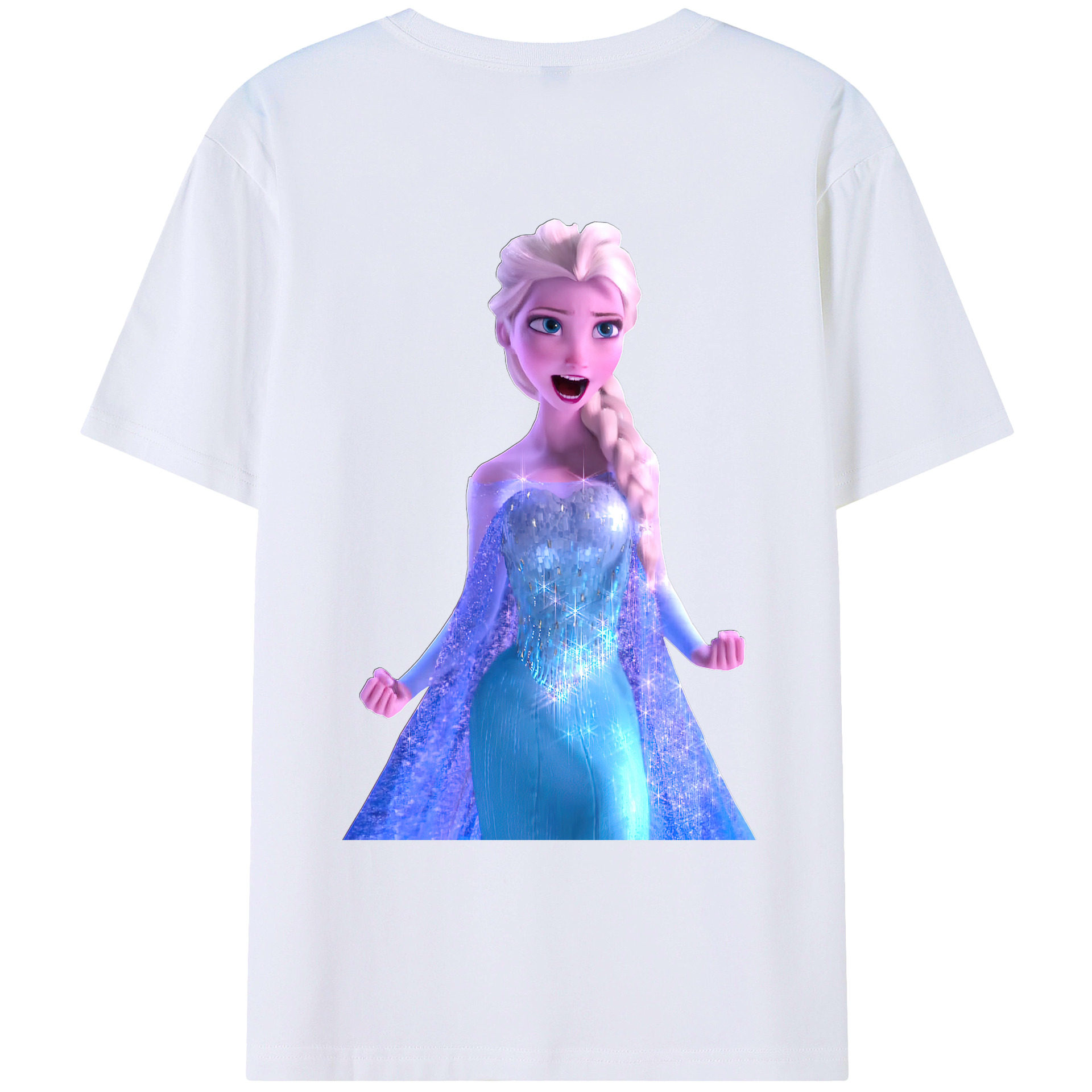 （画像用） アナと雪の女王 アンナ エルサ Frozen Anna Elsa 綿100％ メンズ半袖Tシャツ（バックプリント） 通気性