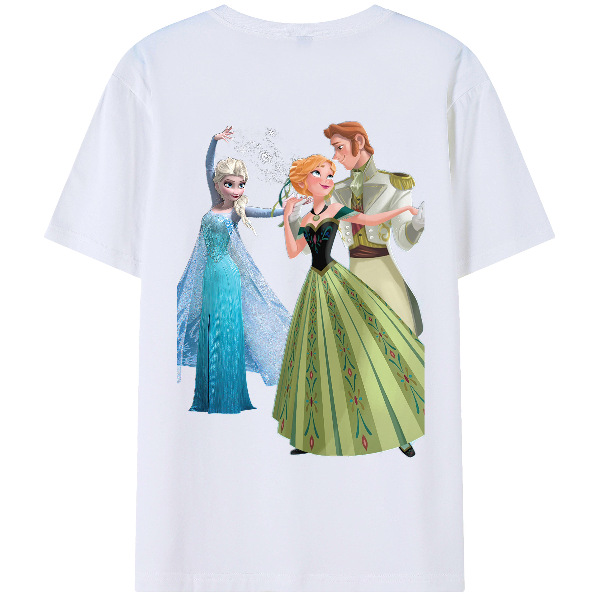（画像用） アナと雪の女王 アンナ エルサ Frozen Anna Elsa 綿100％ メンズ半袖Tシャツ（バックプリント） 通気性