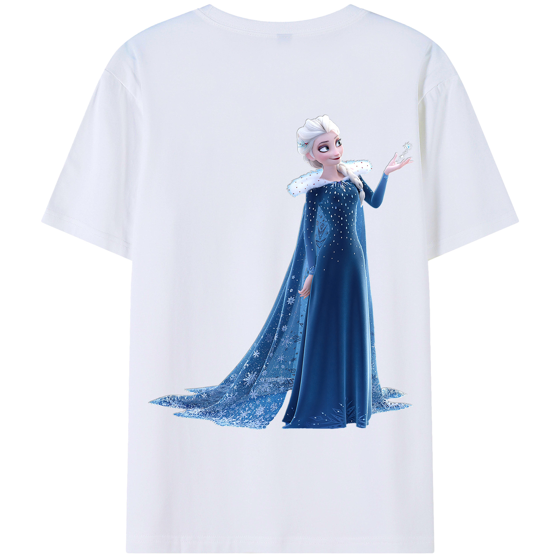 （画像用） アナと雪の女王 アンナ エルサ Frozen Anna Elsa 綿100％ メンズ半袖Tシャツ（バックプリント） 通気性