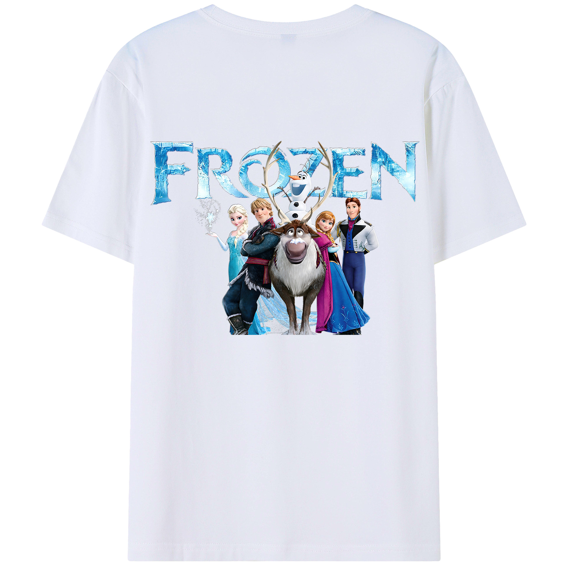 （画像用） アナと雪の女王 アンナ エルサ Frozen Anna Elsa 綿100％ メンズ半袖Tシャツ（バックプリント） 通気性