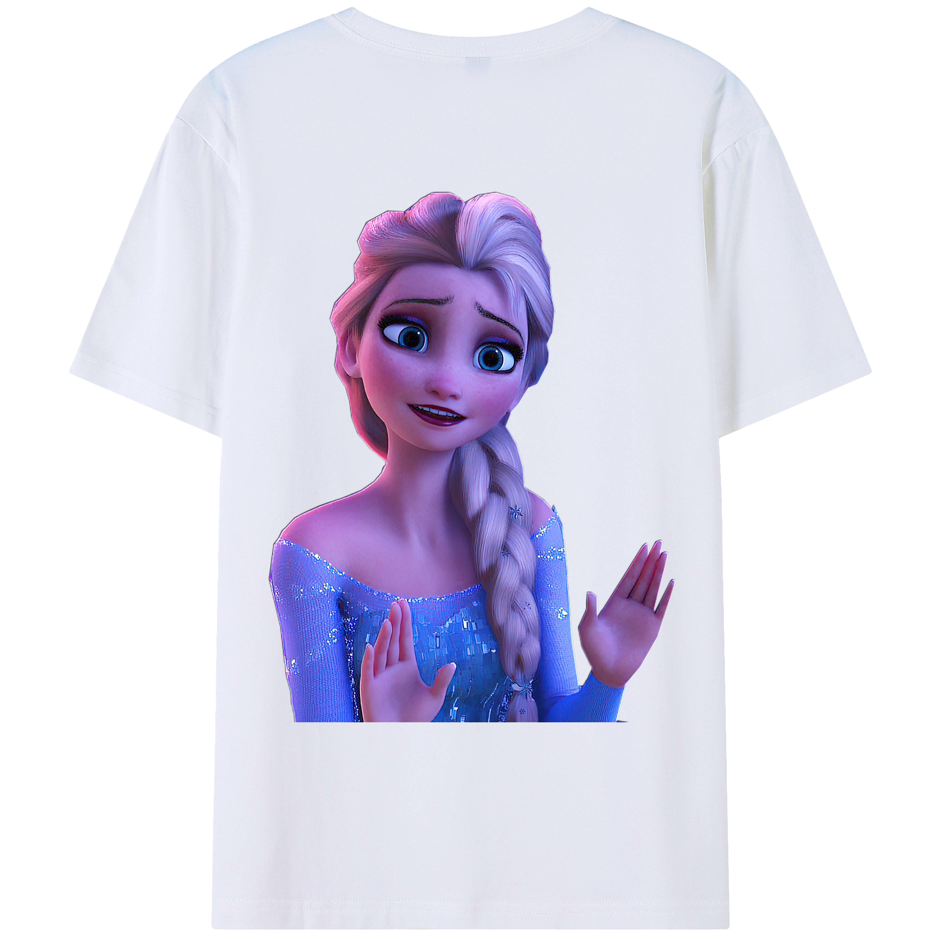 （画像用） アナと雪の女王 アンナ エルサ Frozen Anna Elsa 綿100％ メンズ半袖Tシャツ（バックプリント） 通気性