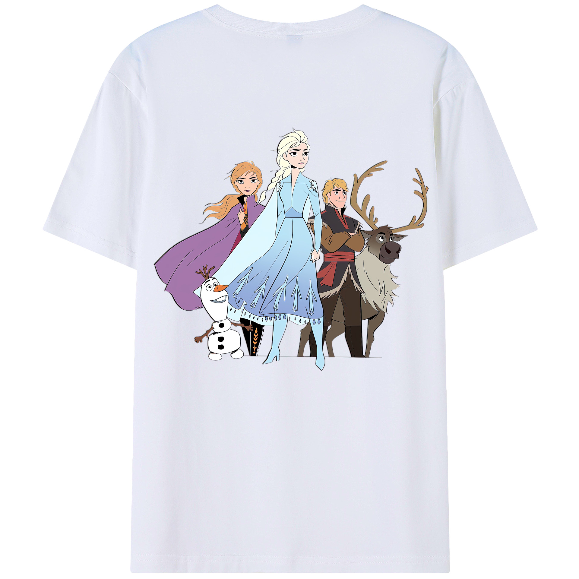 （画像用） アナと雪の女王 アンナ エルサ Frozen Anna Elsa 綿100％ メンズ半袖Tシャツ（バックプリント） 通気性