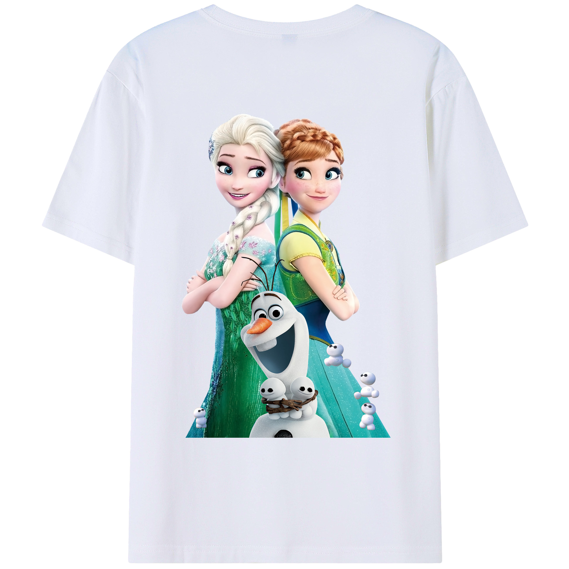 （画像用） アナと雪の女王 アンナ エルサ Frozen Anna Elsa 綿100％ メンズ半袖Tシャツ（バックプリント） 通気性