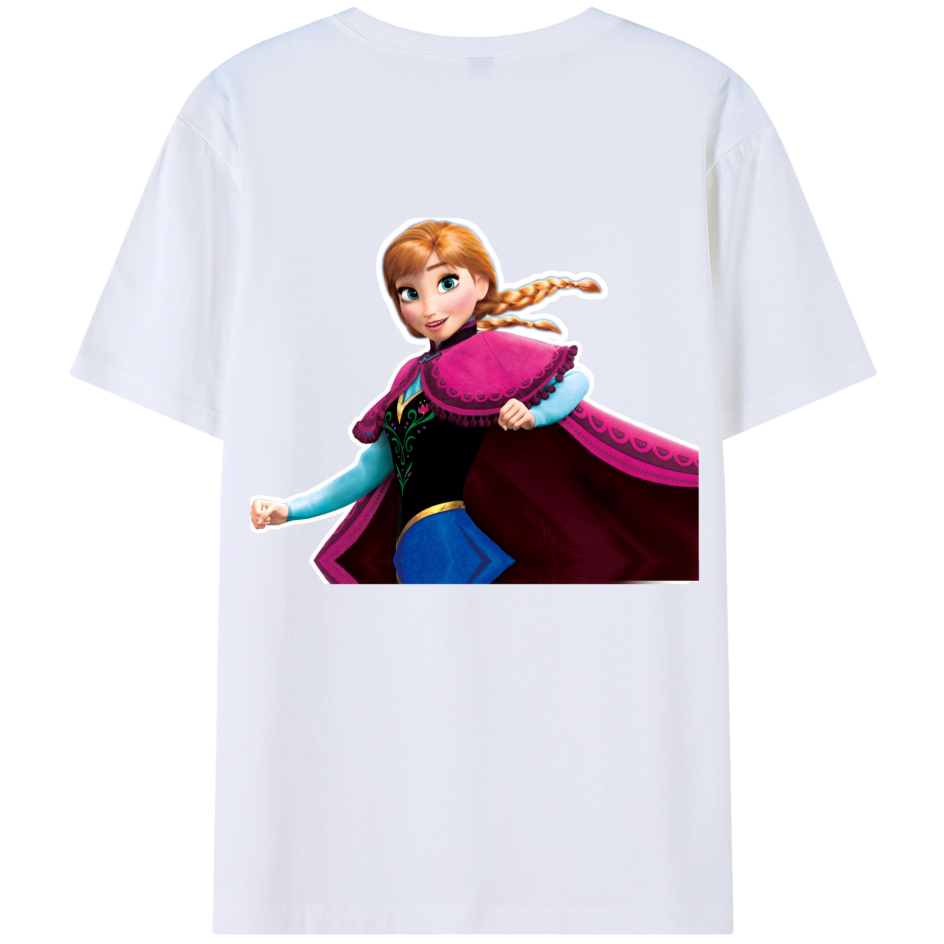 （画像用） アナと雪の女王 アンナ エルサ Frozen Anna Elsa 綿100％ メンズ半袖Tシャツ（バックプリント） 通気性