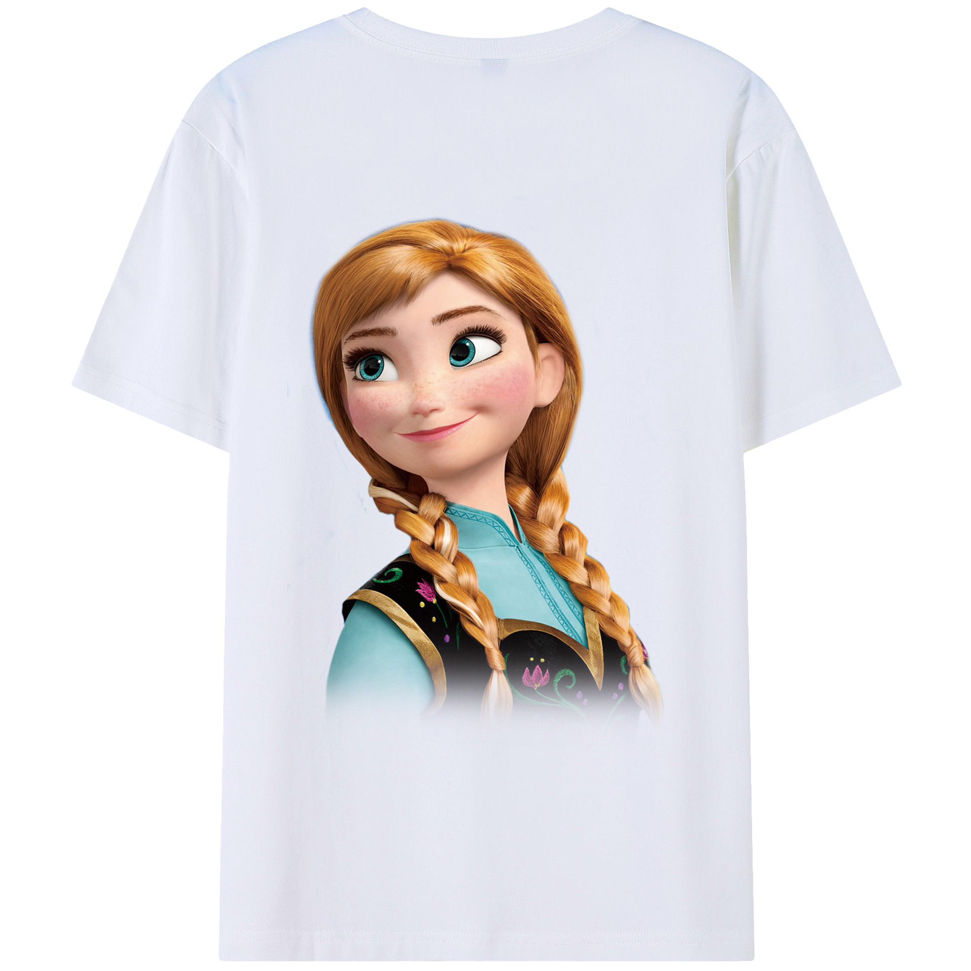 （画像用） アナと雪の女王 アンナ エルサ Frozen Anna Elsa 綿100％ メンズ半袖Tシャツ（バックプリント） 通気性