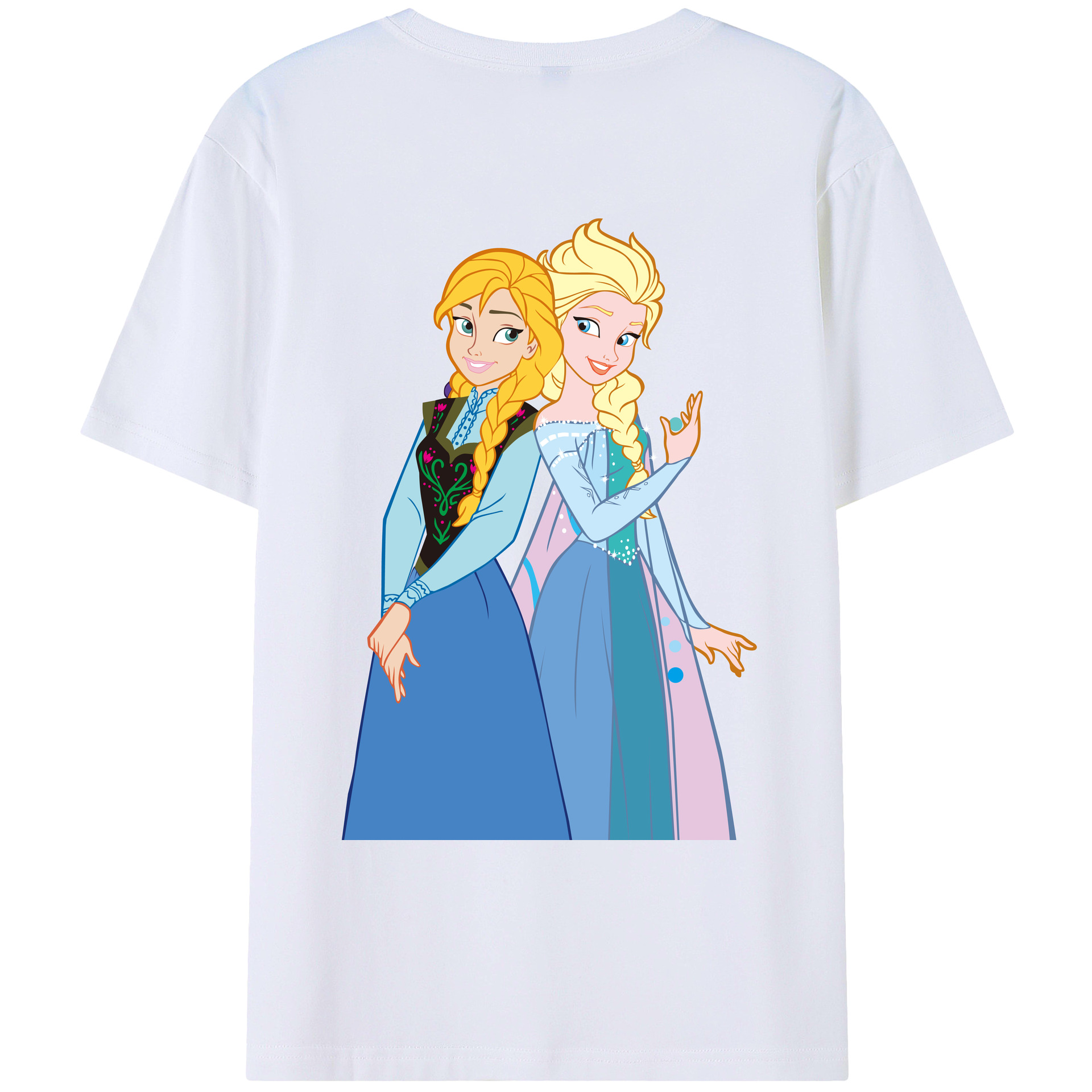 （画像用） アナと雪の女王 アンナ エルサ Frozen Anna Elsa 綿100％ メンズ半袖Tシャツ（バックプリント） 通気性
