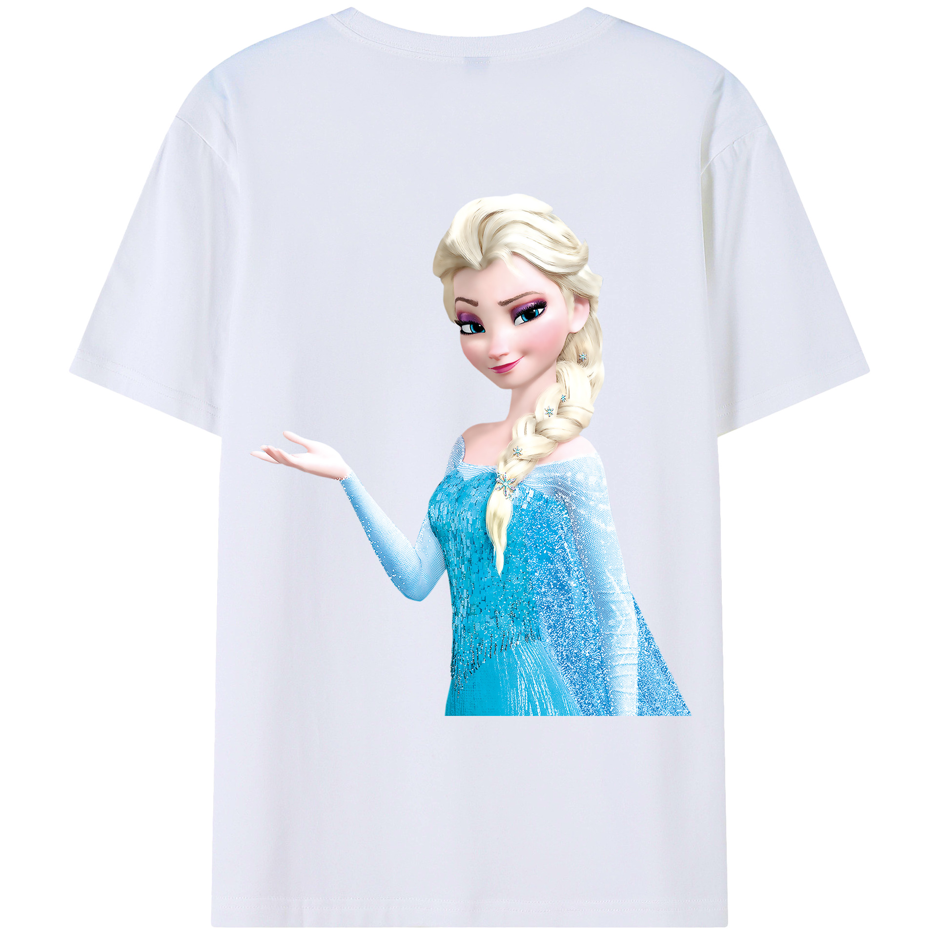 （画像用） アナと雪の女王 アンナ エルサ Frozen Anna Elsa 綿100％ メンズ半袖Tシャツ（バックプリント） 通気性