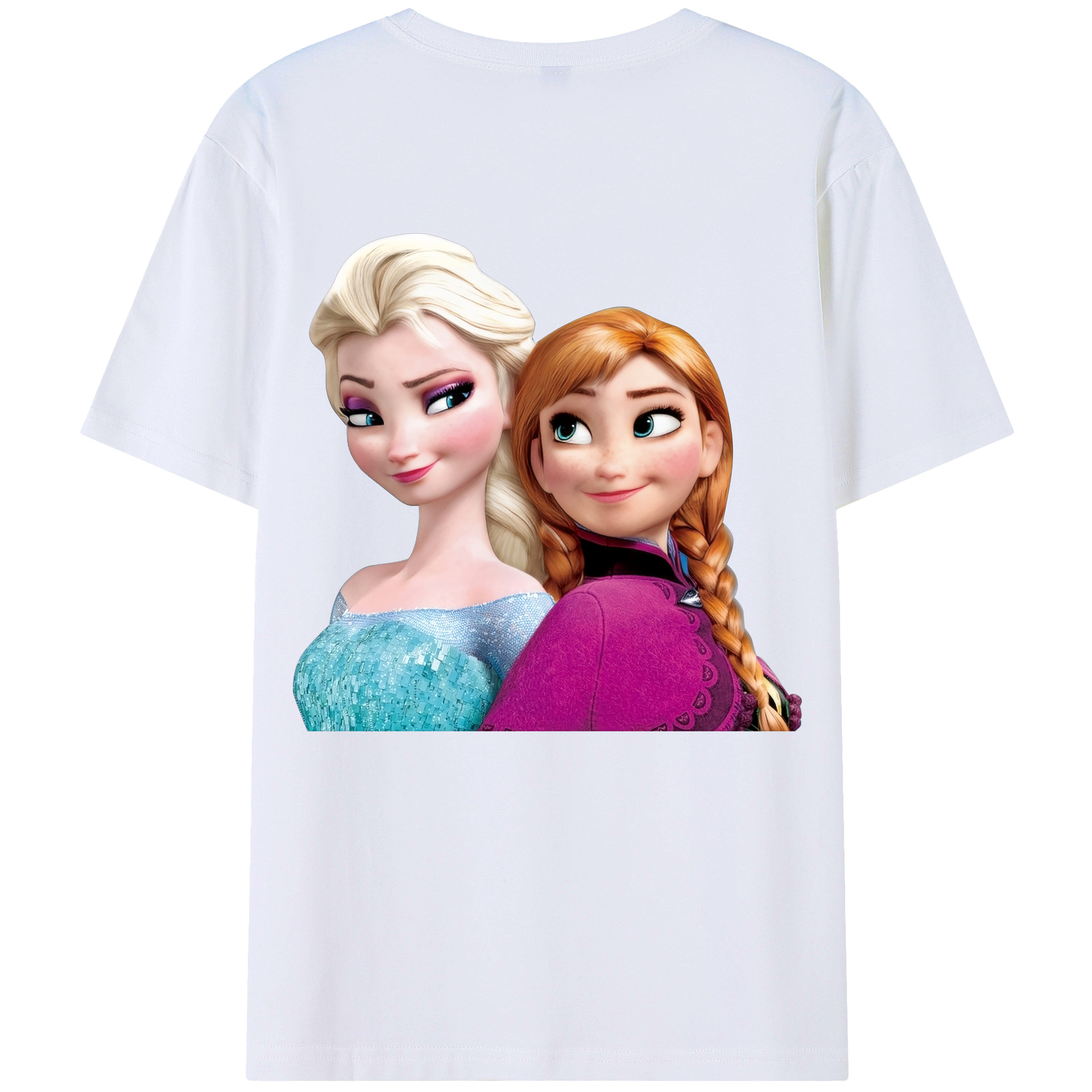 （画像用） アナと雪の女王 アンナ エルサ Frozen Anna Elsa 綿100％ メンズ半袖Tシャツ（バックプリント） 通気性