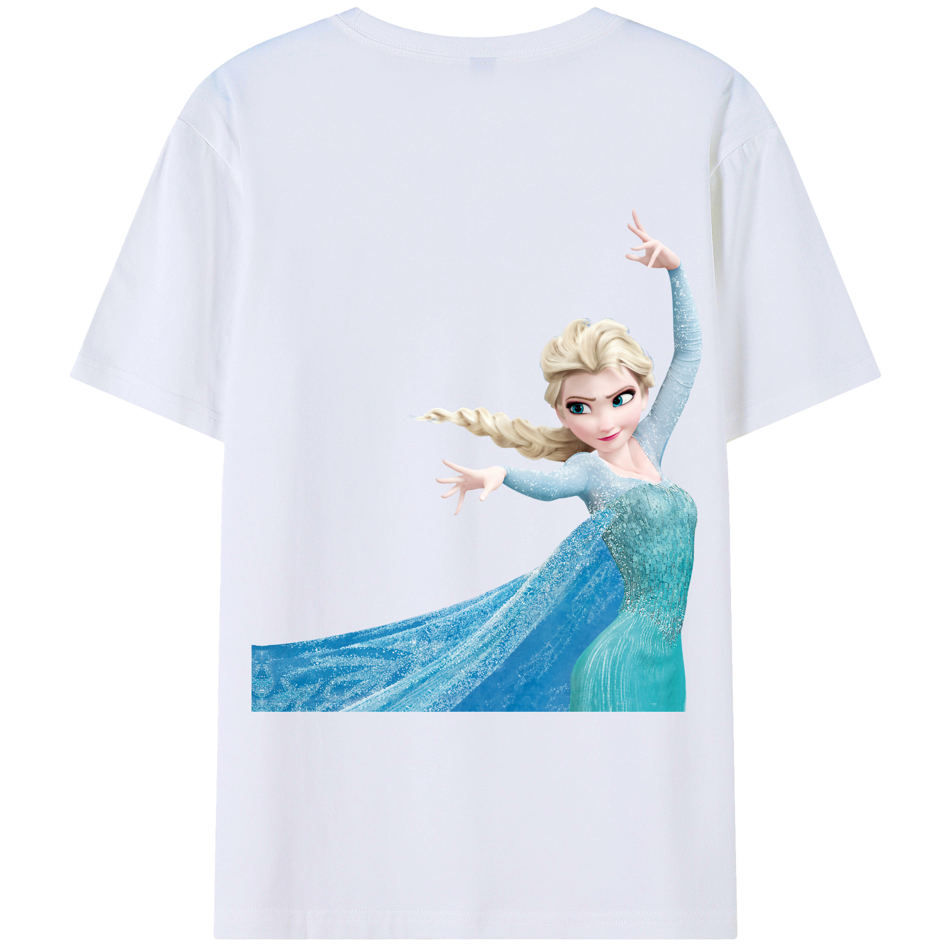 （画像用） アナと雪の女王 アンナ エルサ Frozen Anna Elsa 綿100％ メンズ半袖Tシャツ（バックプリント） 通気性