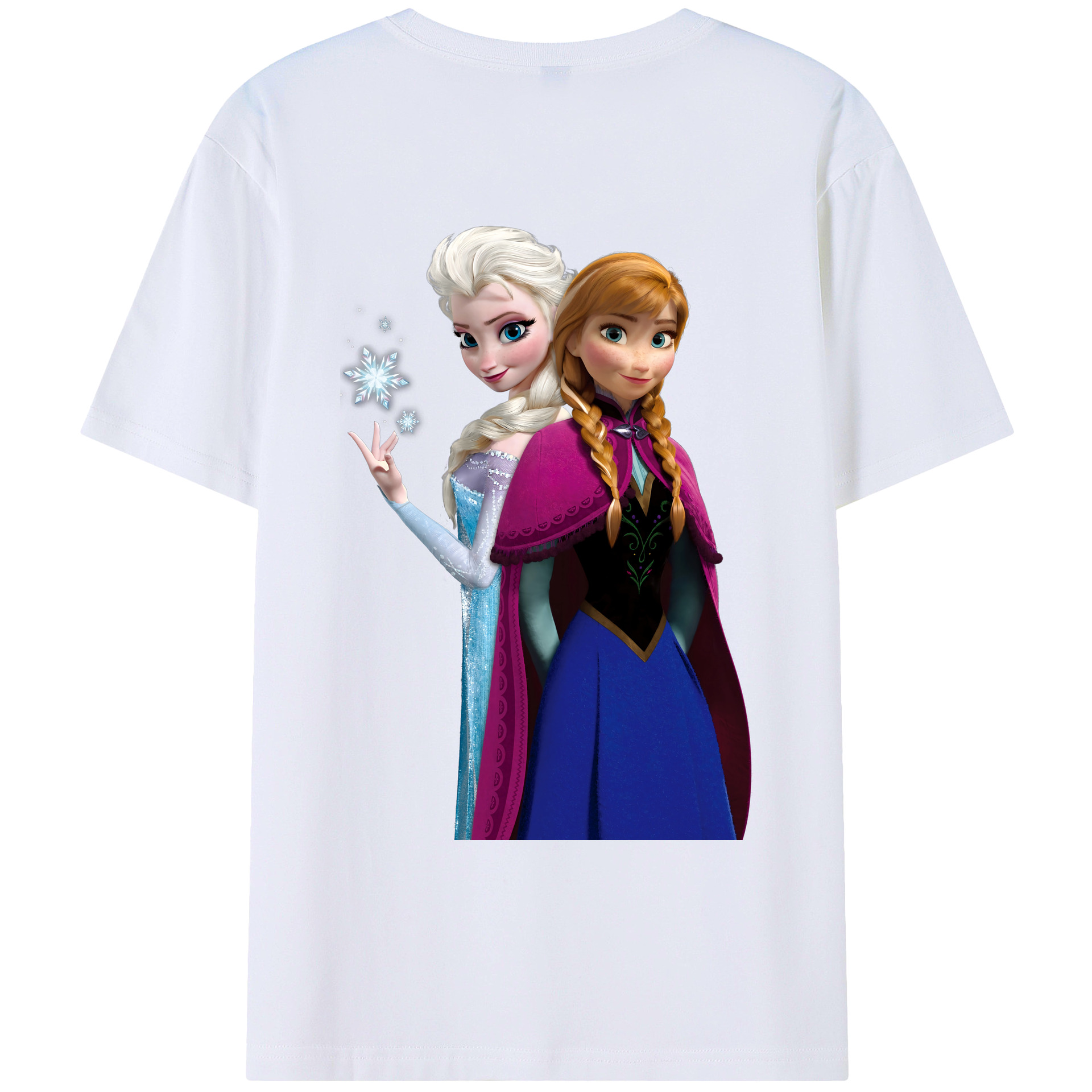 （画像用） アナと雪の女王 アンナ エルサ Frozen Anna Elsa 綿100％ メンズ半袖Tシャツ（バックプリント） 通気性