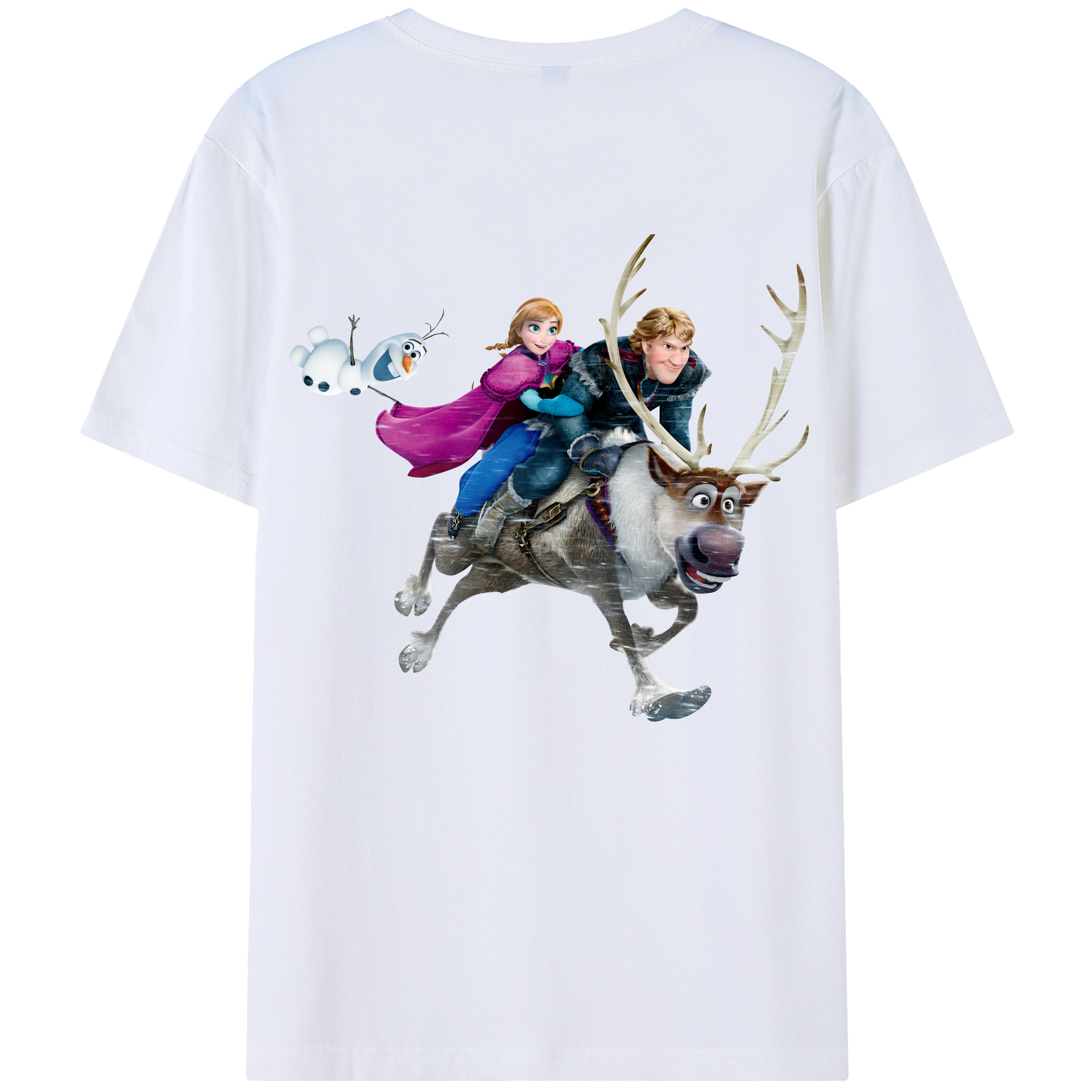 （画像用） アナと雪の女王 アンナ エルサ Frozen Anna Elsa 綿100％ メンズ半袖Tシャツ（バックプリント） 通気性