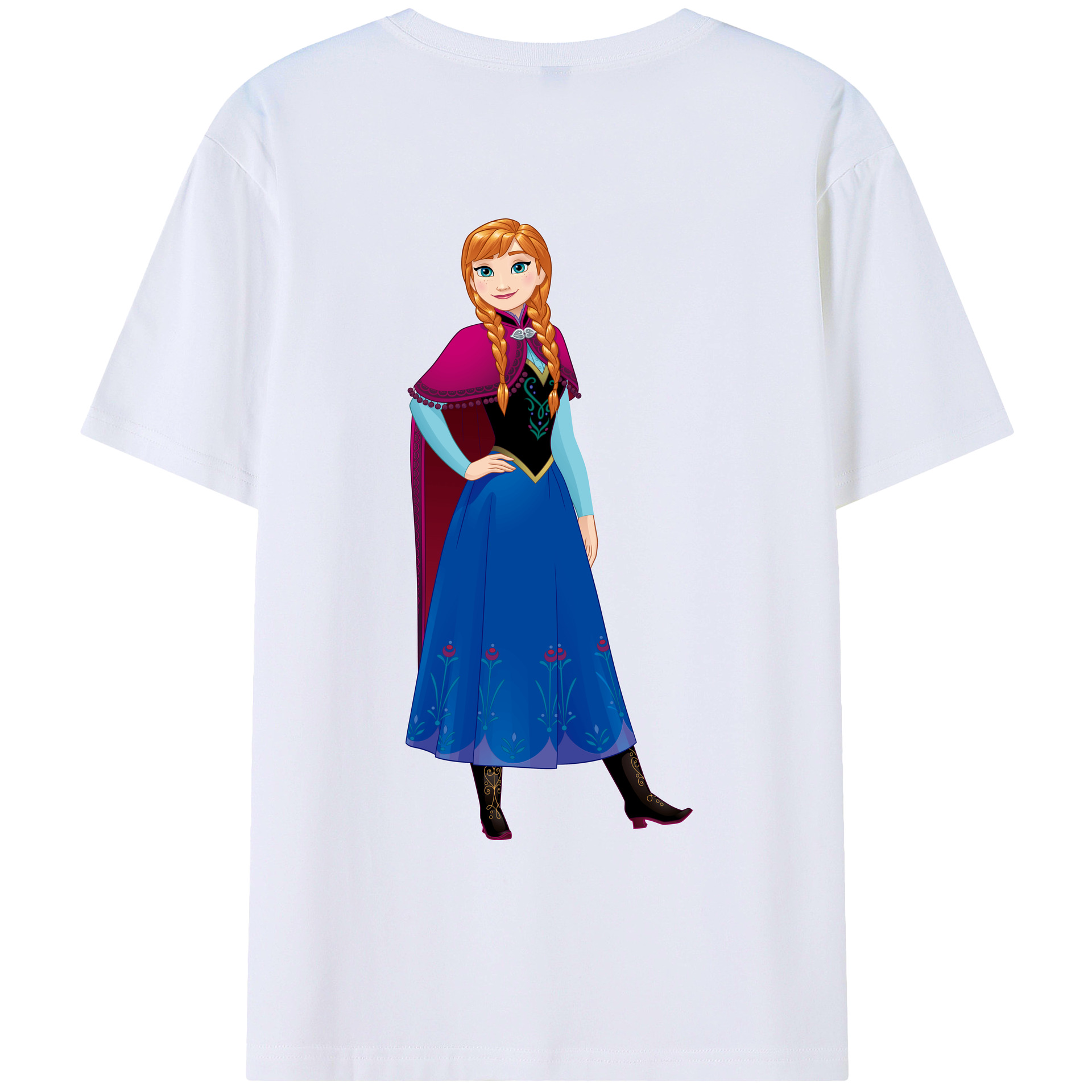 （画像用） アナと雪の女王 アンナ エルサ Frozen Anna Elsa 綿100％ メンズ半袖Tシャツ（バックプリント） 通気性