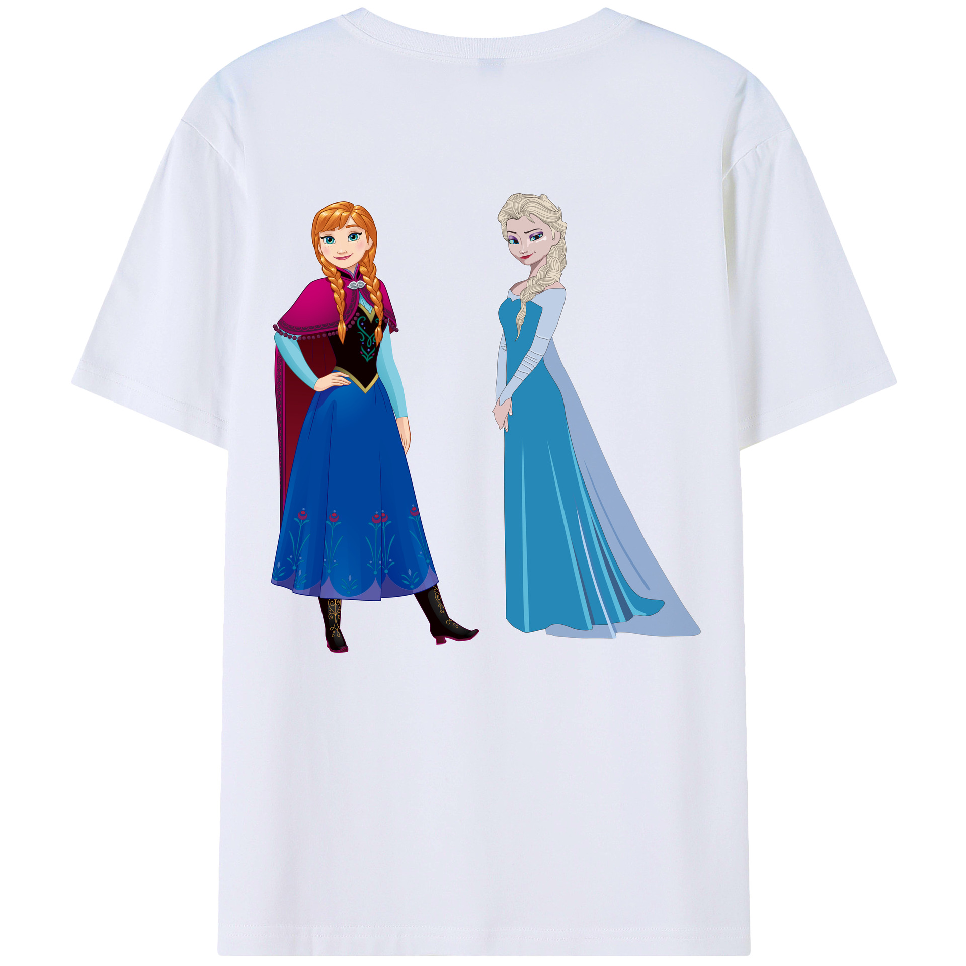 （画像用） アナと雪の女王 アンナ エルサ Frozen Anna Elsa 綿100％ メンズ半袖Tシャツ（バックプリント） 通気性