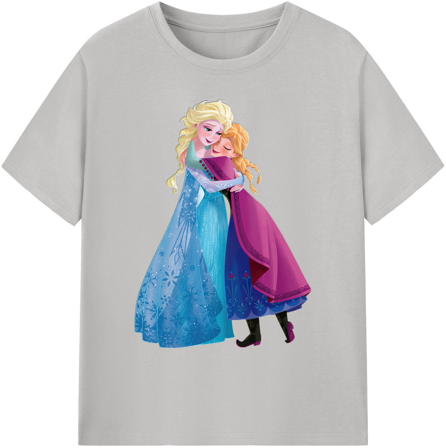 （画像用） アナと雪の女王 アンナ エルサ Frozen Anna Elsa 綿100％ メンズ半袖Tシャツ｜肌触りやわらか＆通気性