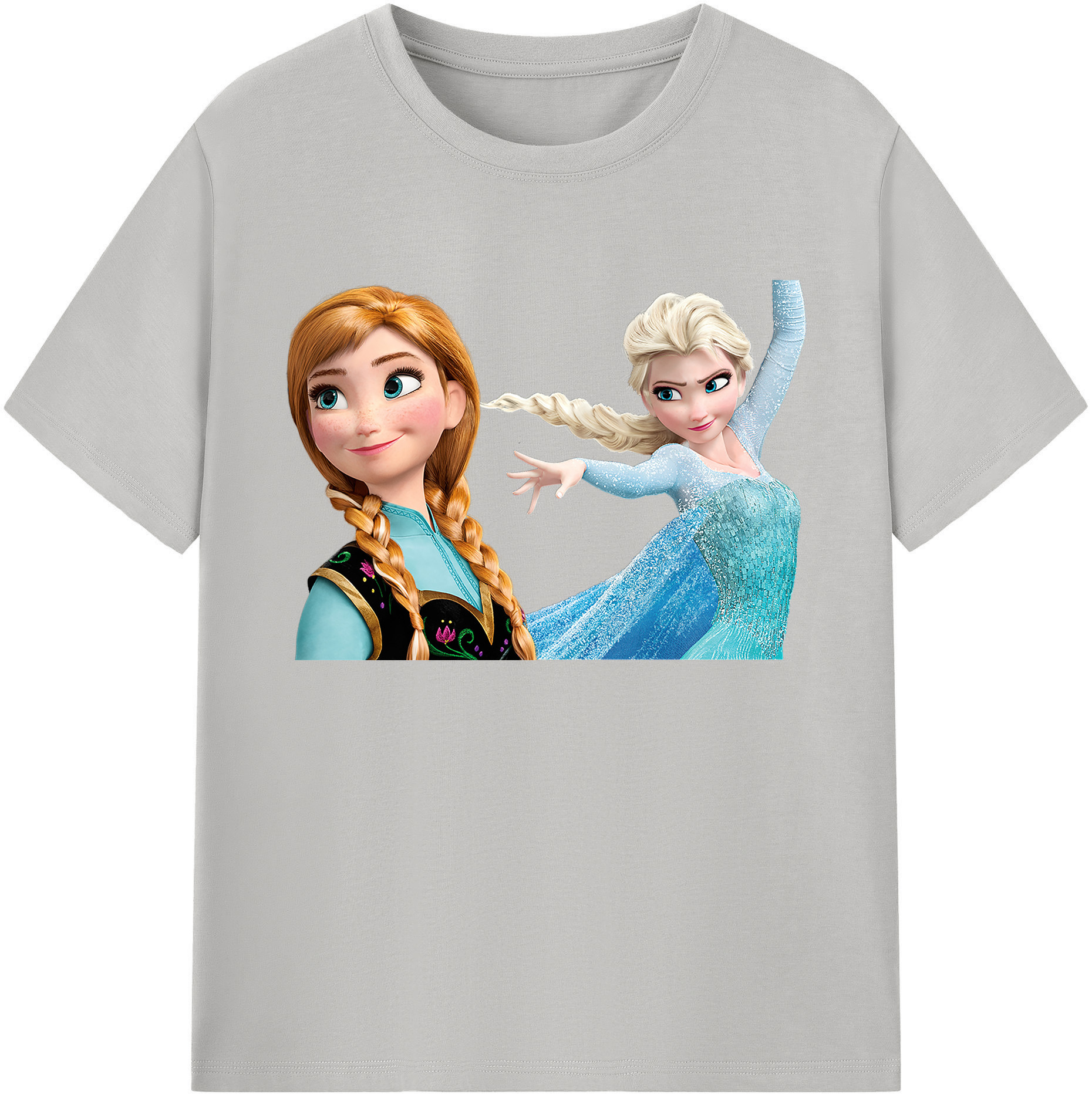 （画像用） アナと雪の女王 アンナ エルサ Frozen Anna Elsa 綿100％ メンズ半袖Tシャツ｜肌触りやわらか＆通気性