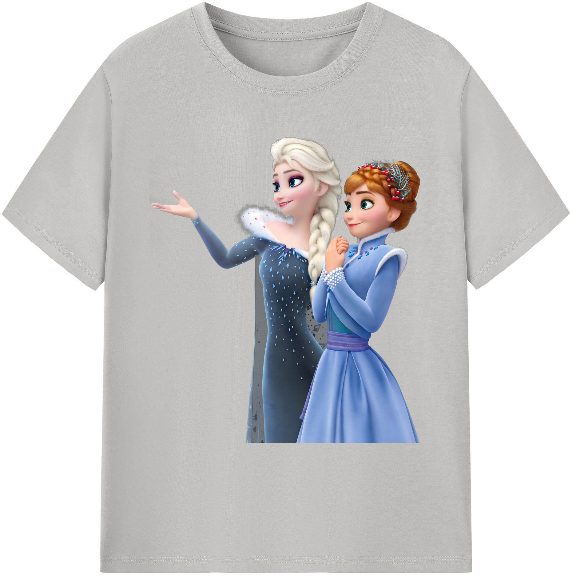 （画像用） アナと雪の女王 アンナ エルサ Frozen Anna Elsa 綿100％ メンズ半袖Tシャツ｜肌触りやわらか＆通気性