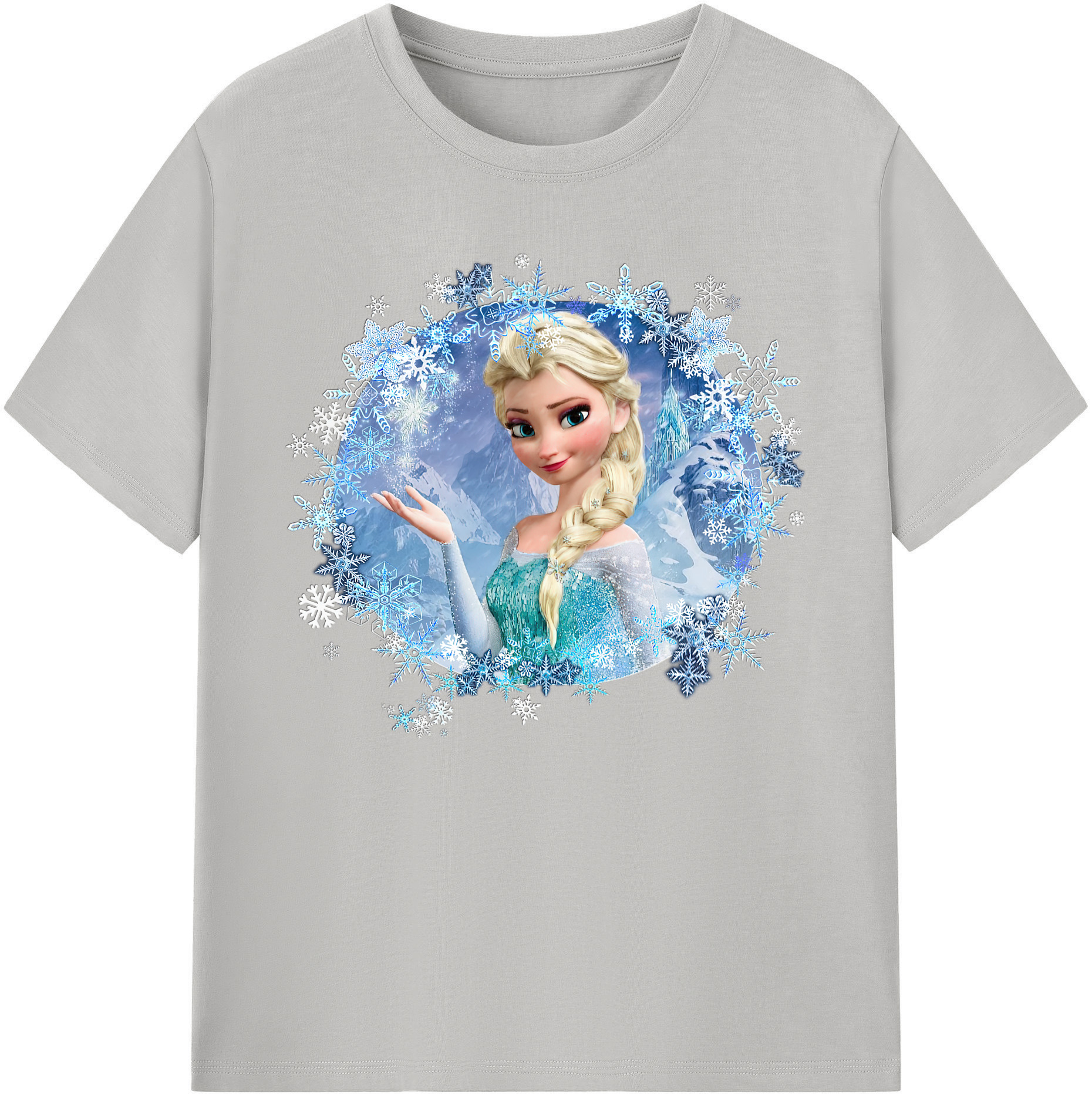 （画像用） アナと雪の女王 アンナ エルサ Frozen Anna Elsa 綿100％ メンズ半袖Tシャツ｜肌触りやわらか＆通気性