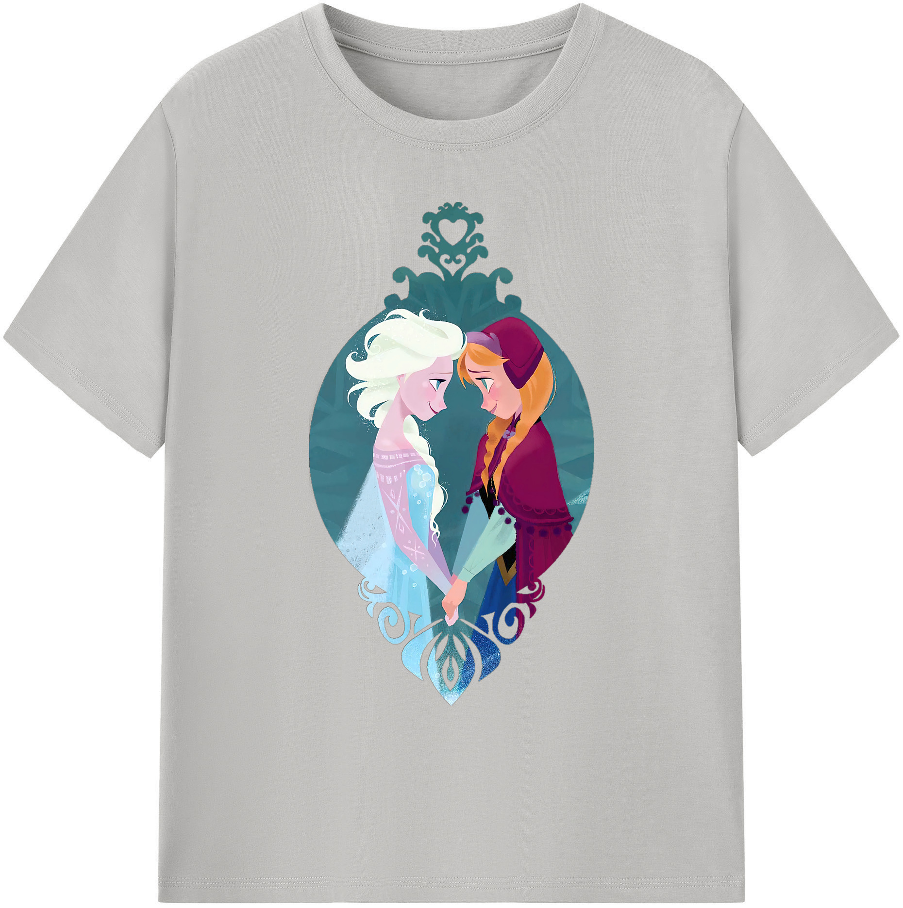 （画像用） アナと雪の女王 アンナ エルサ Frozen Anna Elsa 綿100％ メンズ半袖Tシャツ｜肌触りやわらか＆通気性