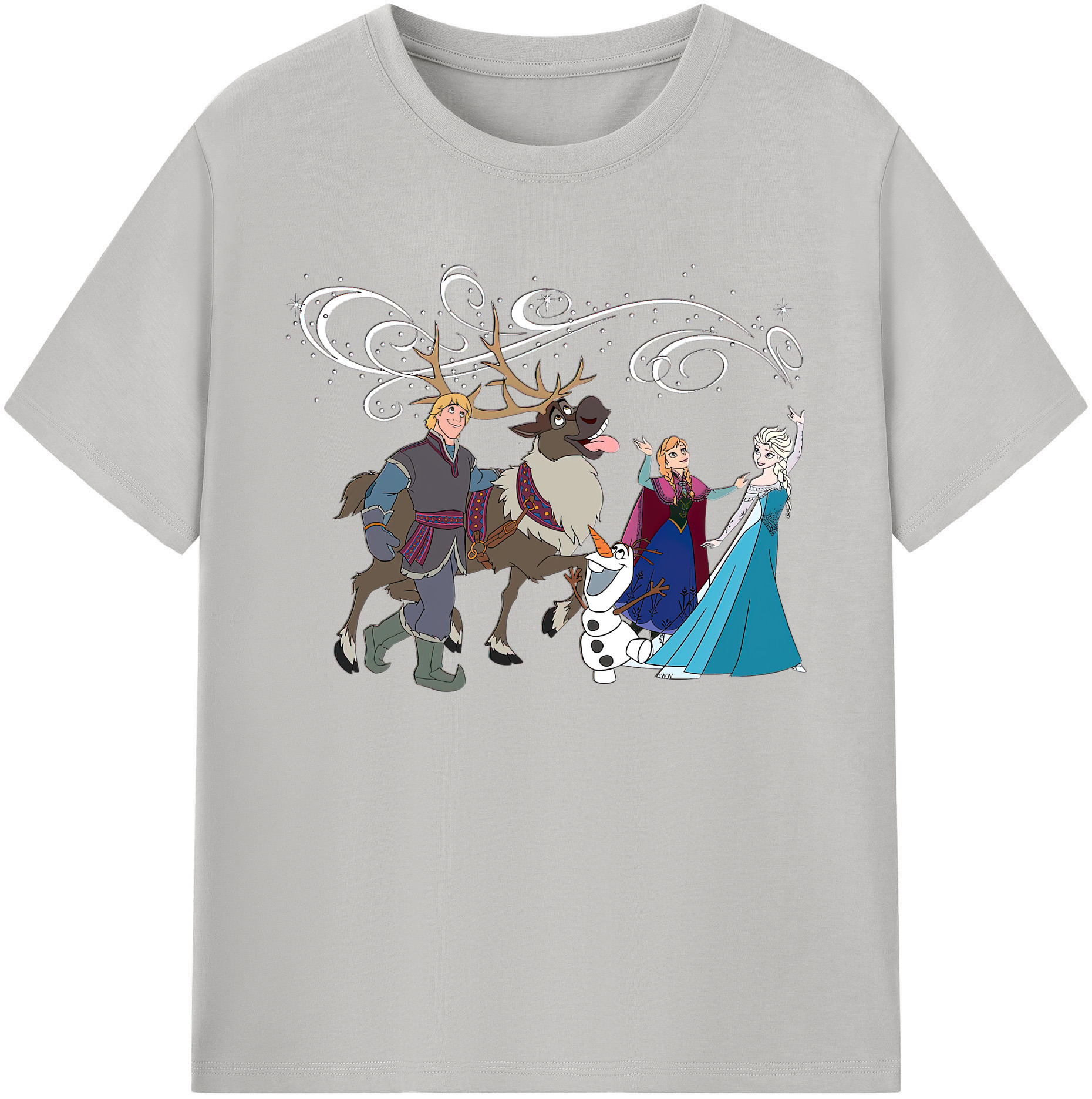 （画像用） アナと雪の女王 アンナ エルサ Frozen Anna Elsa 綿100％ メンズ半袖Tシャツ｜肌触りやわらか＆通気性