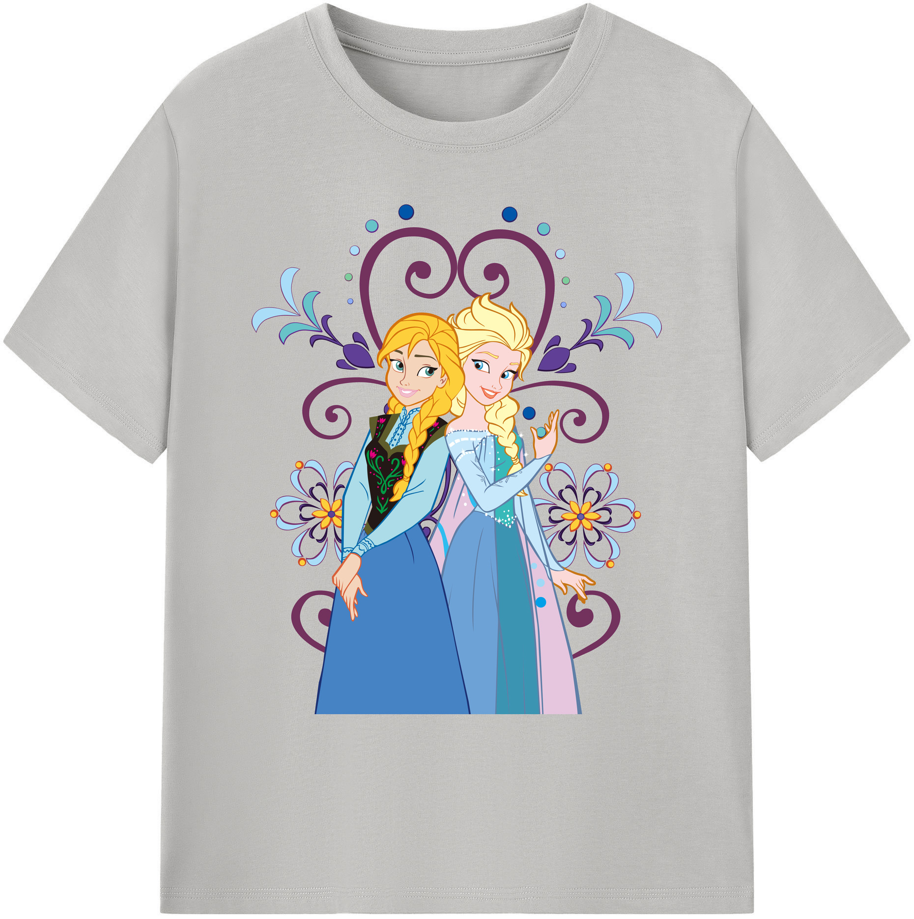 （画像用） アナと雪の女王 アンナ エルサ Frozen Anna Elsa 綿100％ メンズ半袖Tシャツ｜肌触りやわらか＆通気性