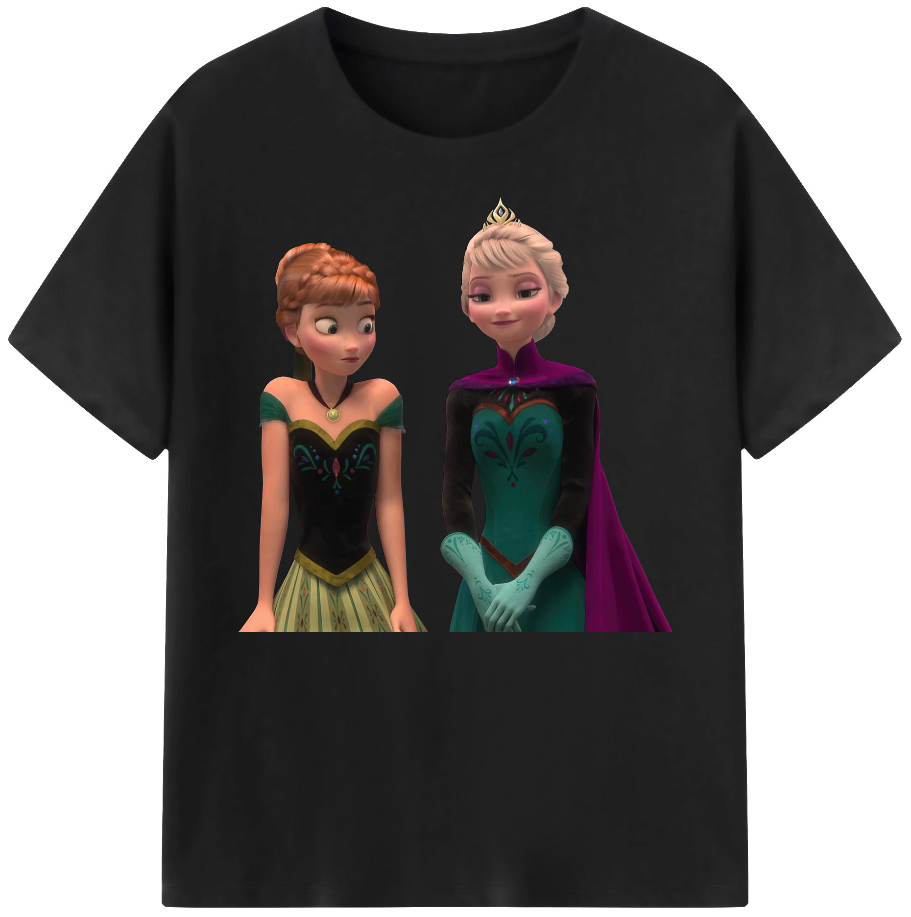 （画像用） アナと雪の女王 アンナ エルサ Frozen Anna Elsa 綿100％ メンズ半袖Tシャツ｜肌触りやわらか＆通気性