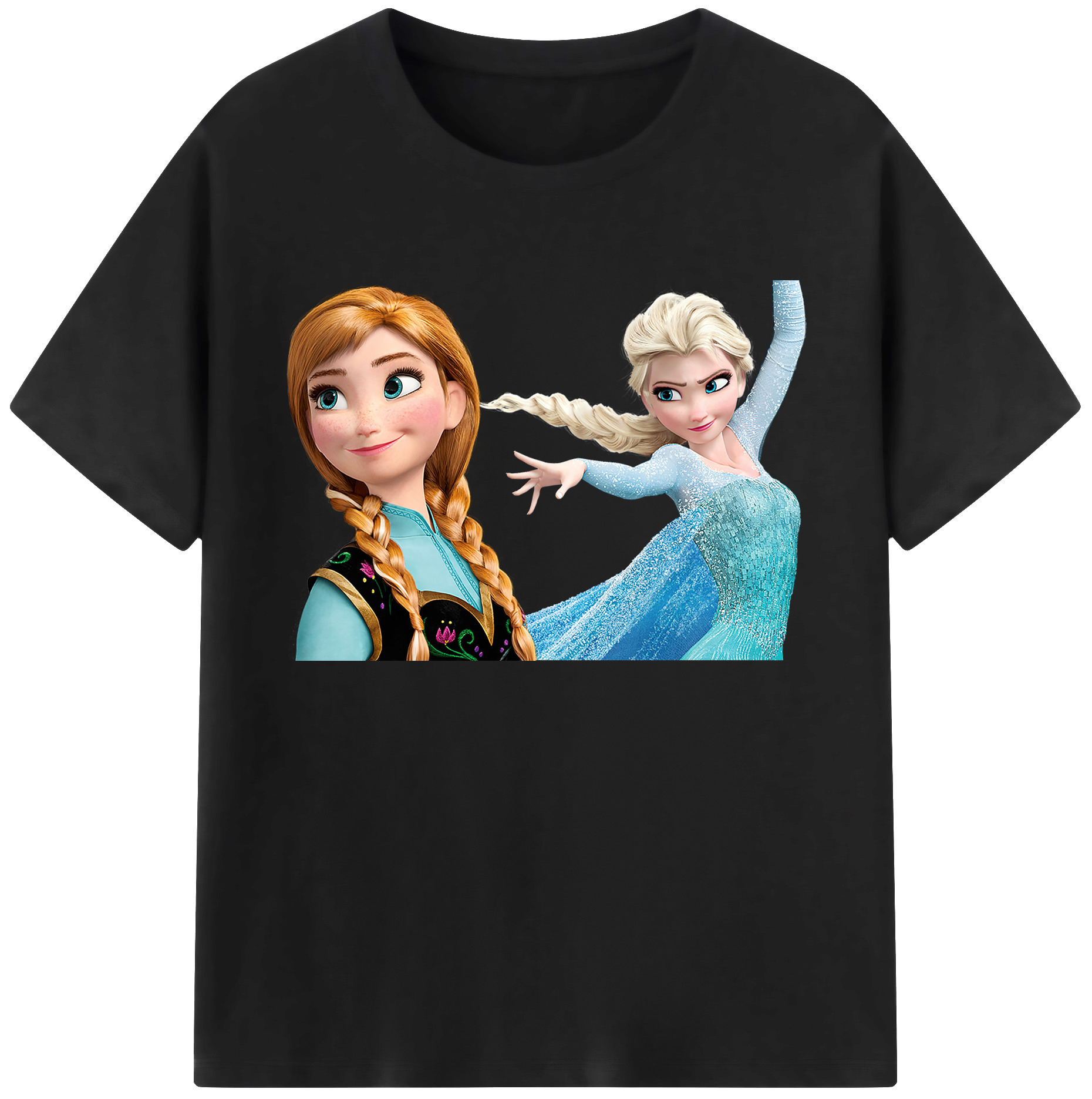 （画像用） アナと雪の女王 アンナ エルサ Frozen Anna Elsa 綿100％ メンズ半袖Tシャツ｜肌触りやわらか＆通気性