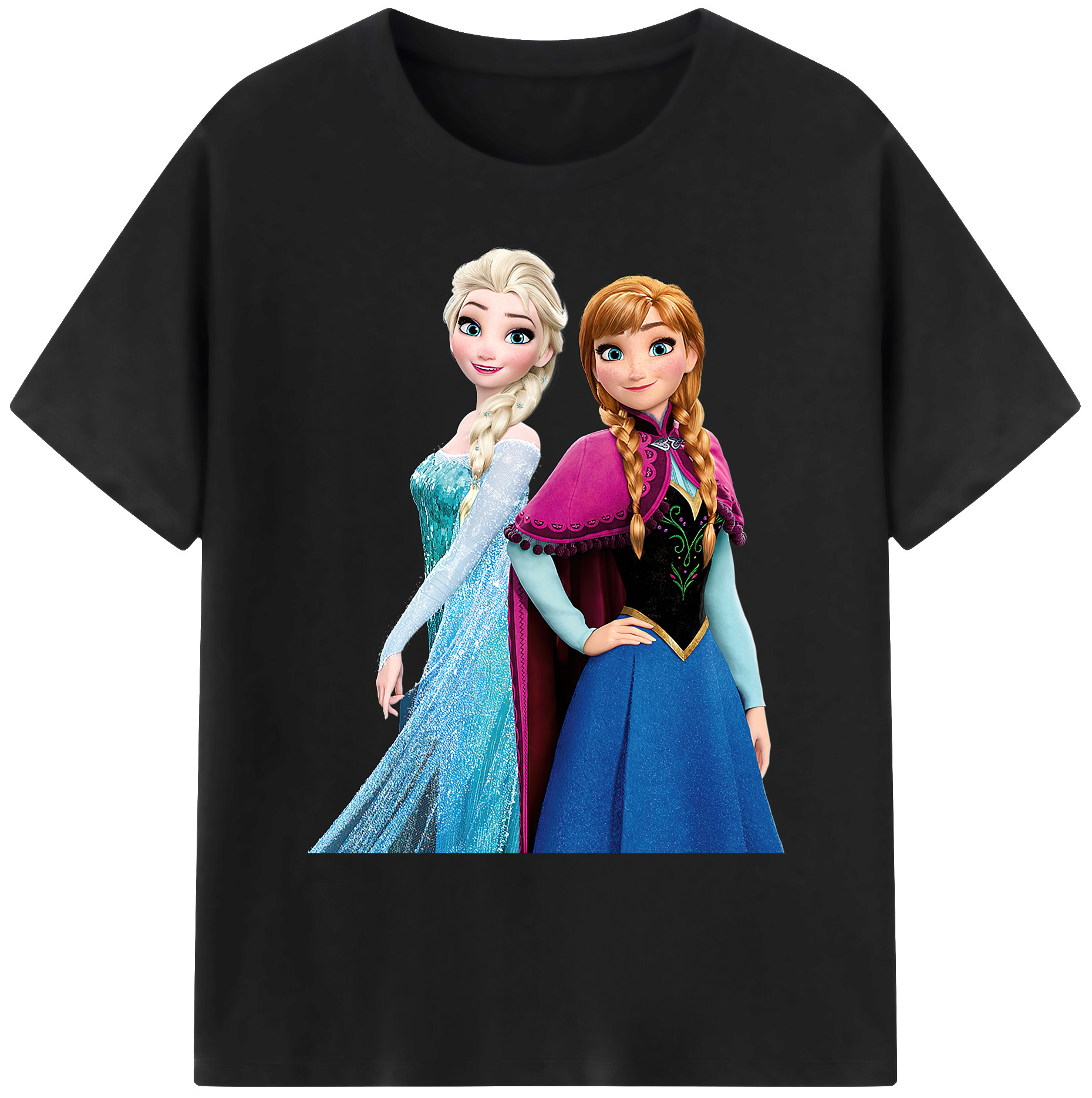 （画像用） アナと雪の女王 アンナ エルサ Frozen Anna Elsa 綿100％ メンズ半袖Tシャツ｜肌触りやわらか＆通気性