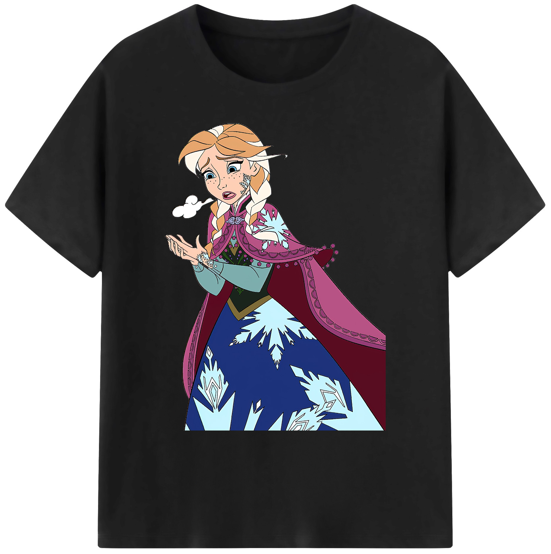 （画像用） アナと雪の女王 アンナ エルサ Frozen Anna Elsa 綿100％ メンズ半袖Tシャツ｜肌触りやわらか＆通気性