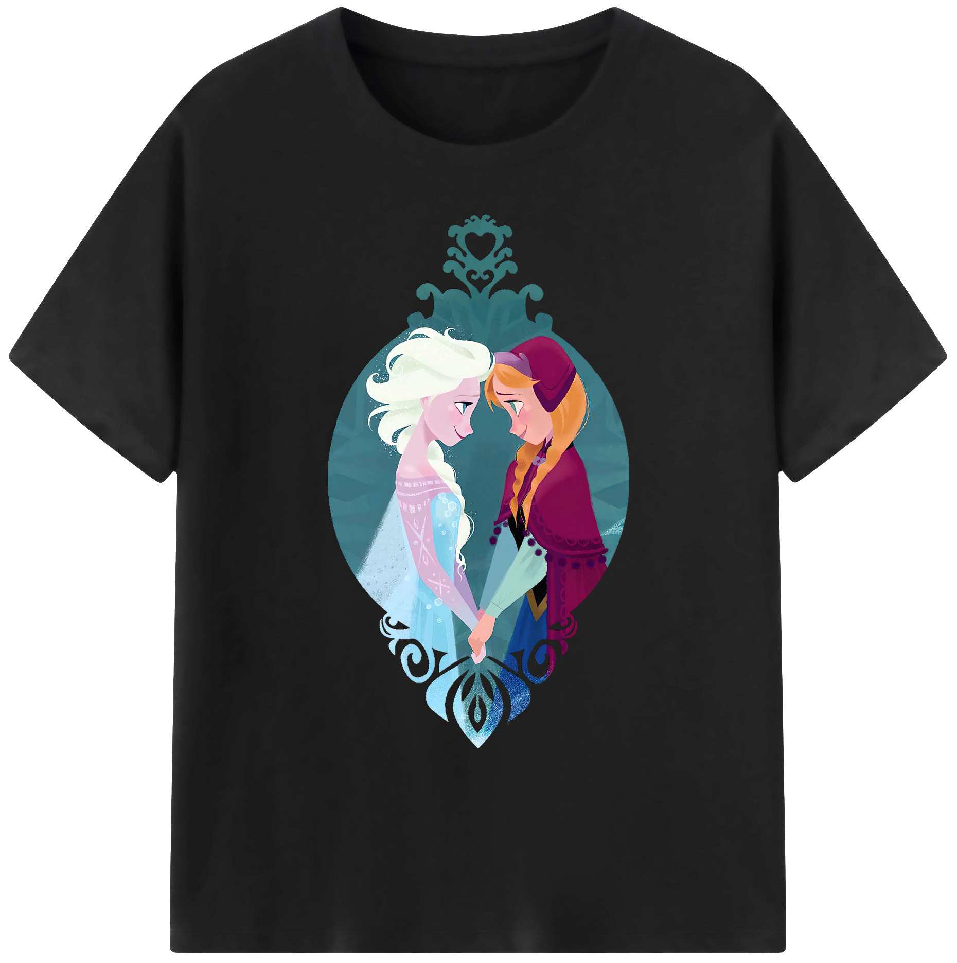 （画像用） アナと雪の女王 アンナ エルサ Frozen Anna Elsa 綿100％ メンズ半袖Tシャツ｜肌触りやわらか＆通気性