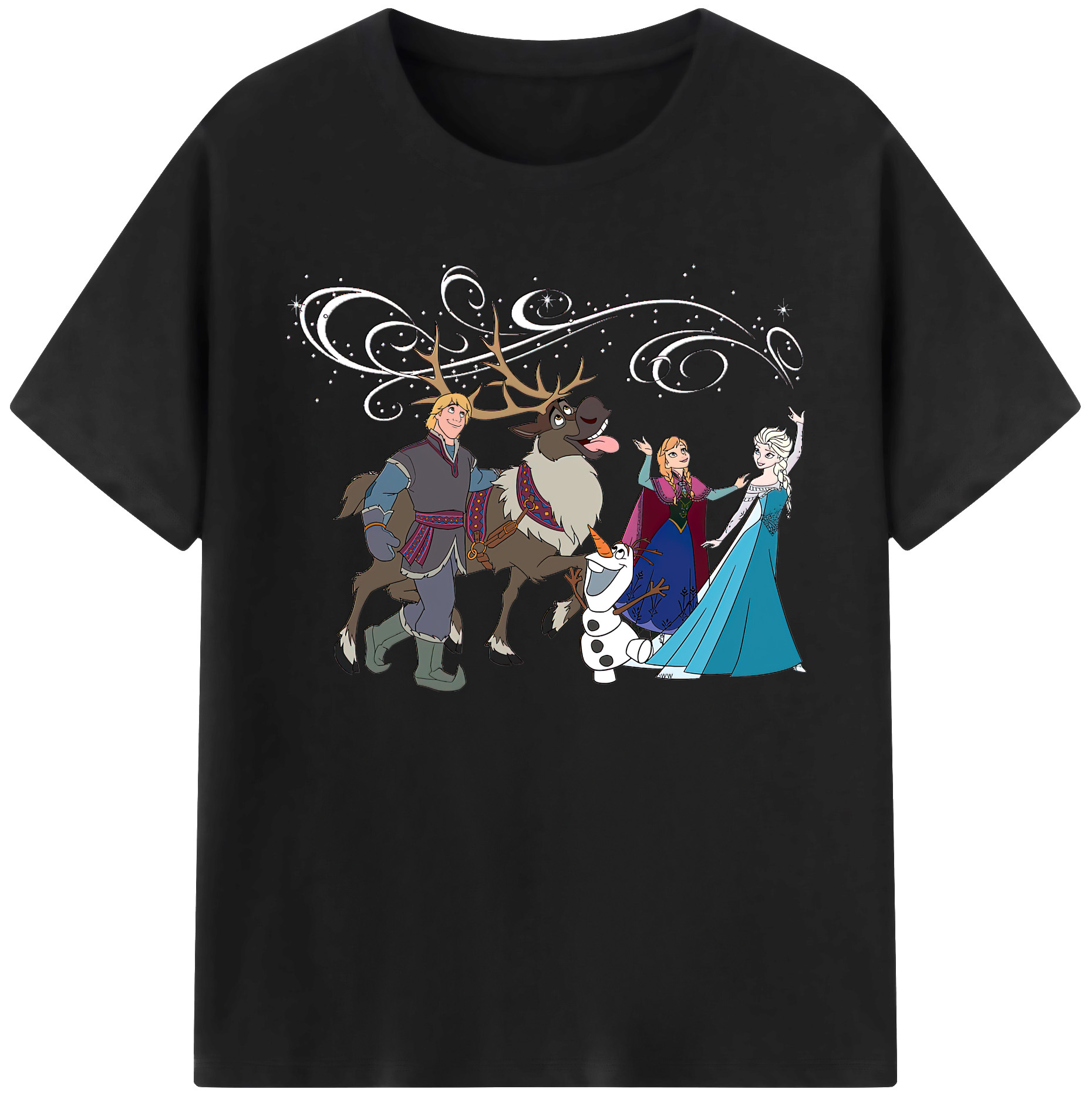 （画像用） アナと雪の女王 アンナ エルサ Frozen Anna Elsa 綿100％ メンズ半袖Tシャツ｜肌触りやわらか＆通気性