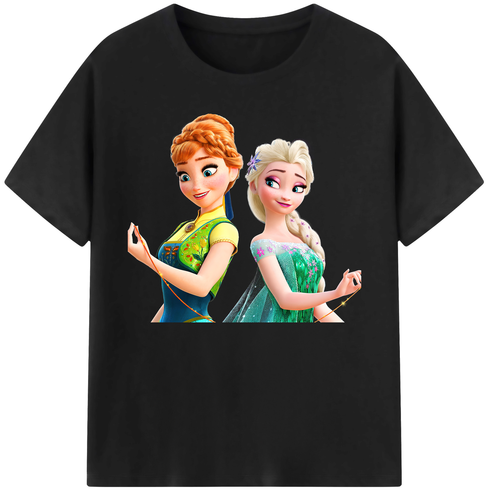 （画像用） アナと雪の女王 アンナ エルサ Frozen Anna Elsa 綿100％ メンズ半袖Tシャツ｜肌触りやわらか＆通気性