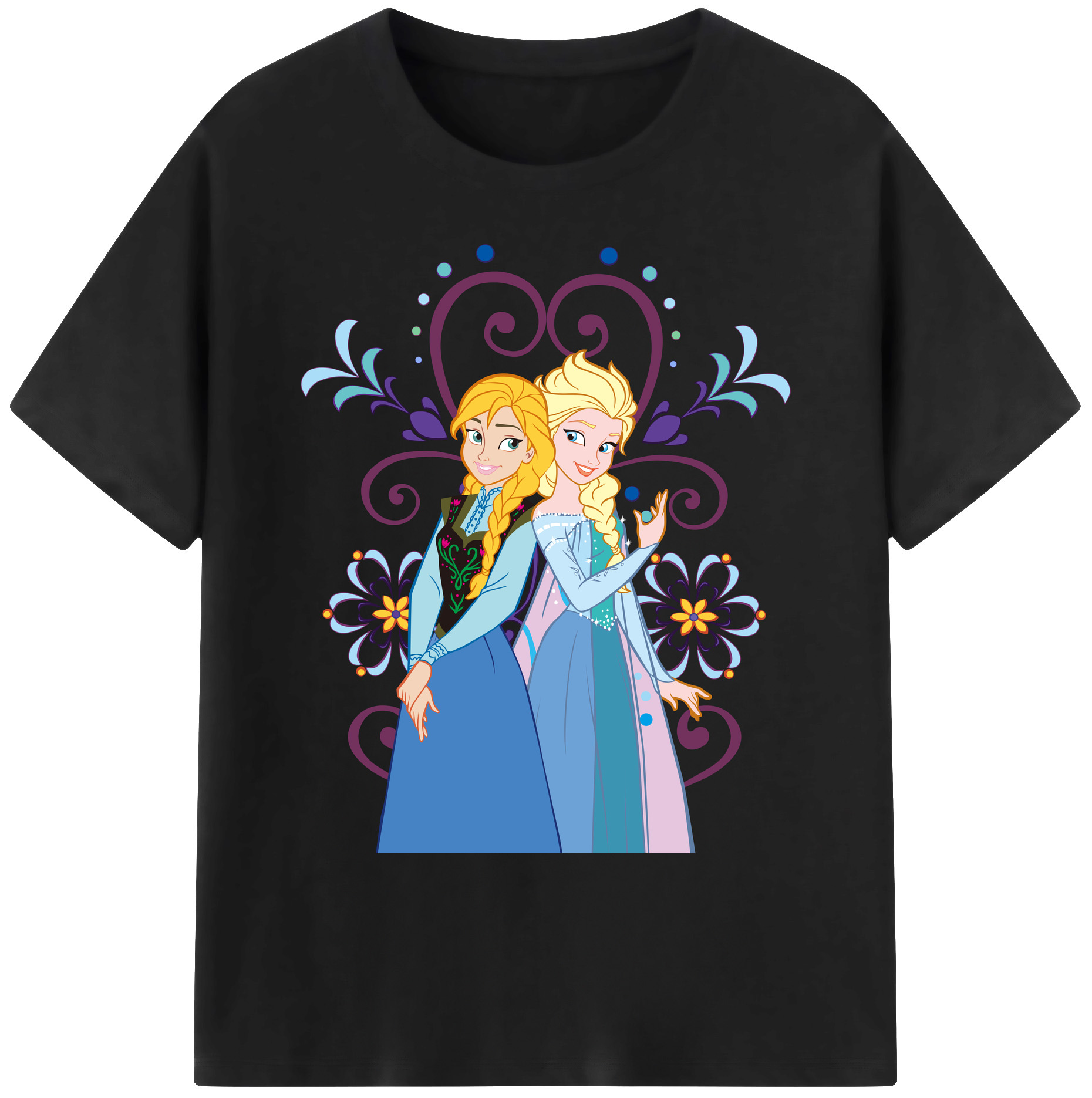 （画像用） アナと雪の女王 アンナ エルサ Frozen Anna Elsa 綿100％ メンズ半袖Tシャツ｜肌触りやわらか＆通気性