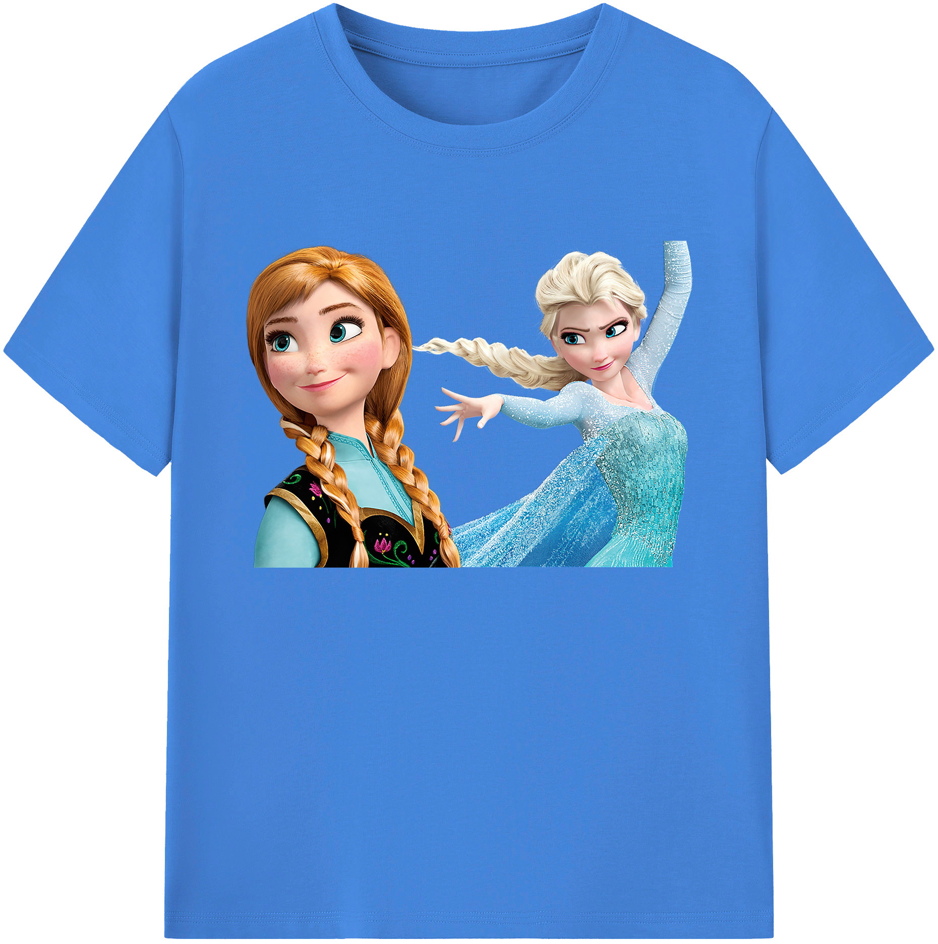 （画像用） アナと雪の女王 アンナ エルサ Frozen Anna Elsa 綿100％ メンズ半袖Tシャツ｜肌触りやわらか＆通気性