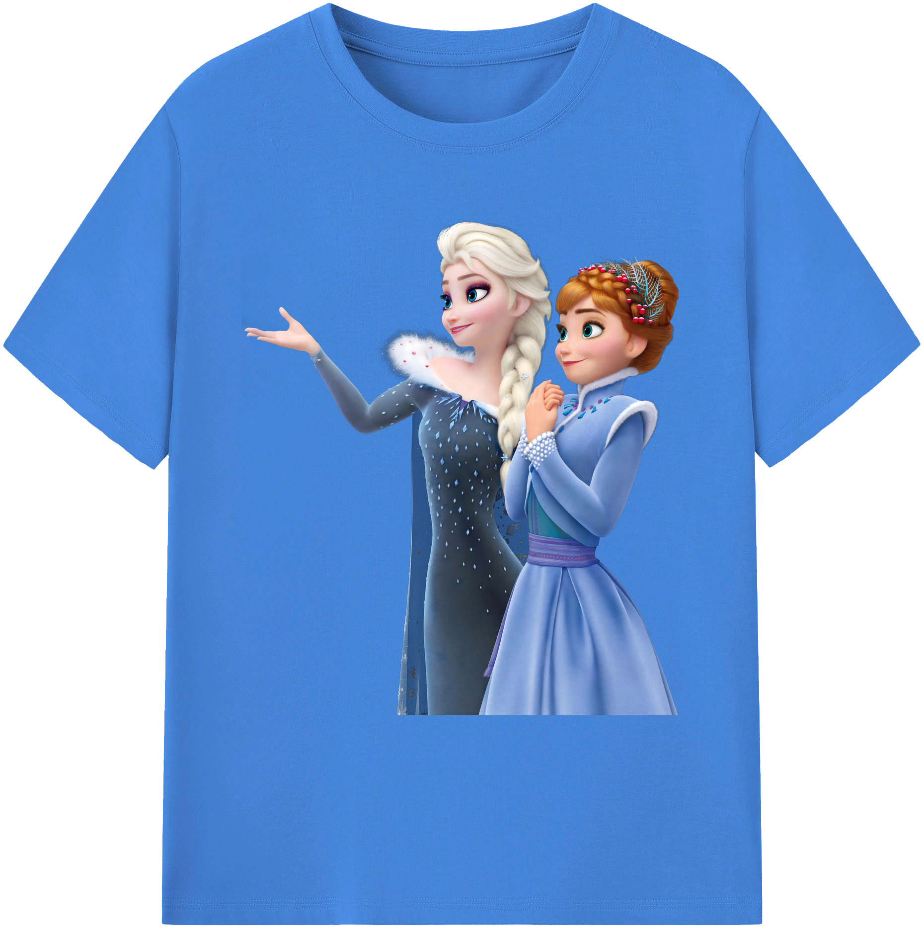 （画像用） アナと雪の女王 アンナ エルサ Frozen Anna Elsa 綿100％ メンズ半袖Tシャツ｜肌触りやわらか＆通気性