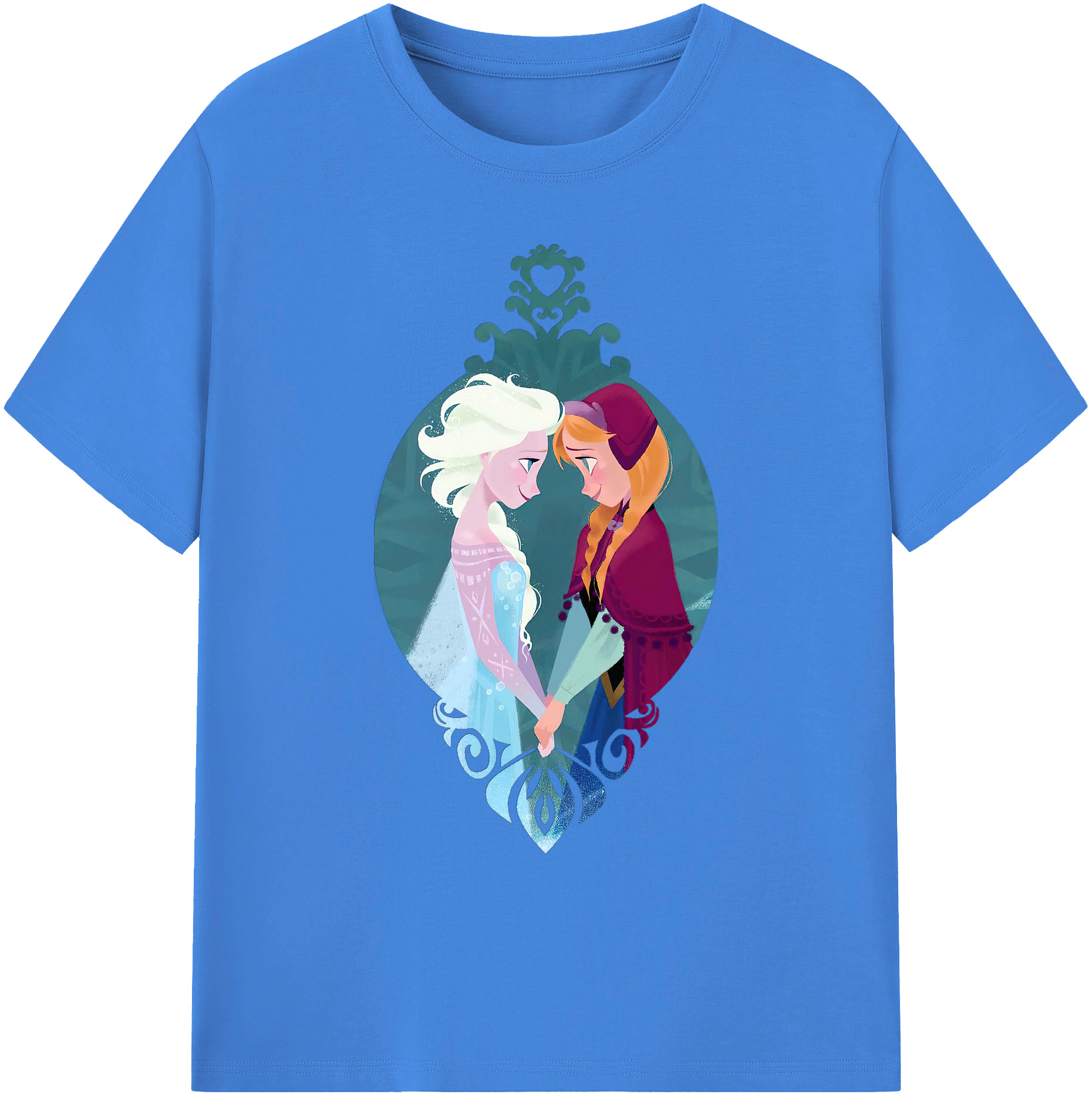 （画像用） アナと雪の女王 アンナ エルサ Frozen Anna Elsa 綿100％ メンズ半袖Tシャツ｜肌触りやわらか＆通気性