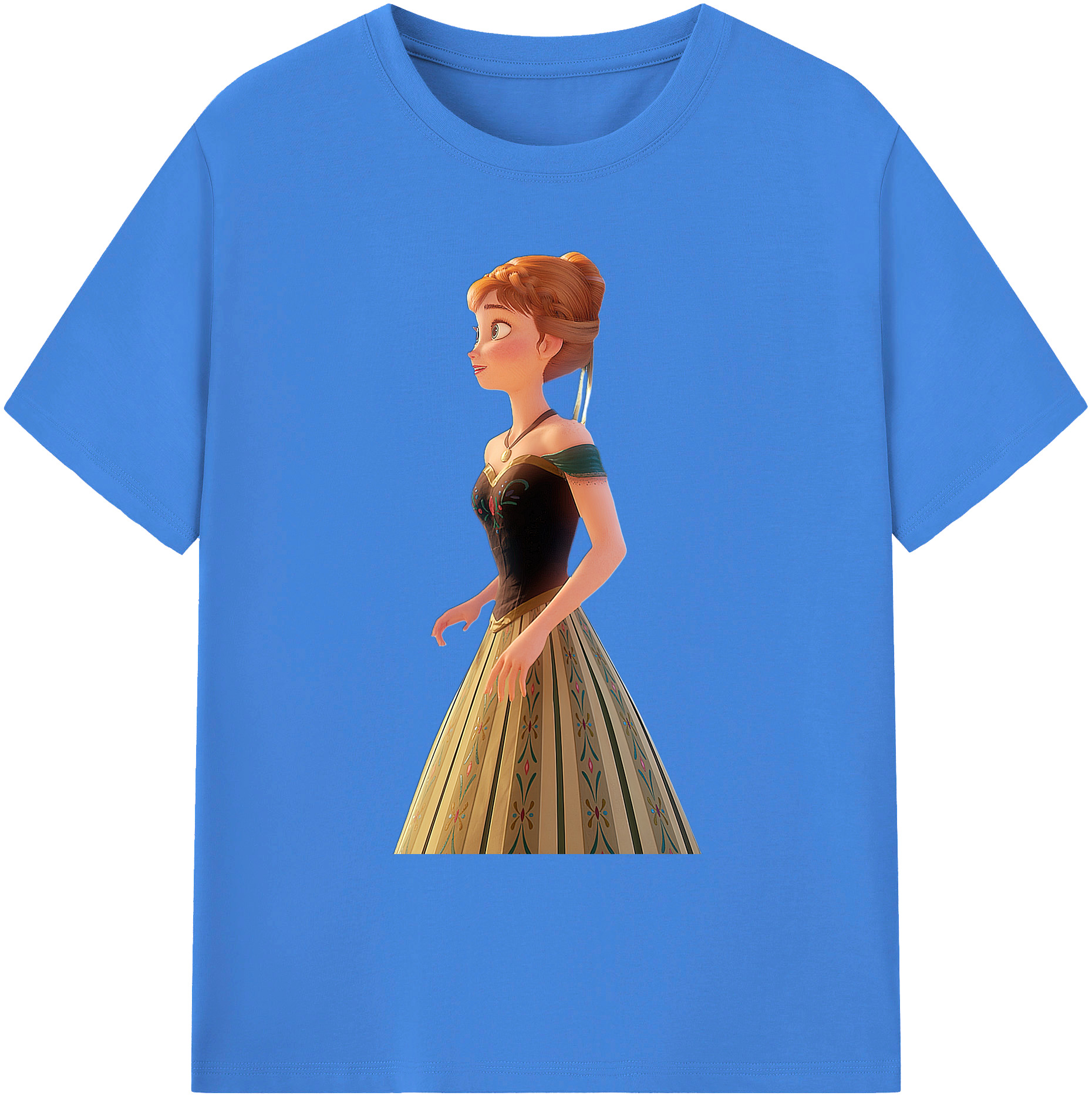 （画像用） アナと雪の女王 アンナ エルサ Frozen Anna Elsa 綿100％ メンズ半袖Tシャツ｜肌触りやわらか＆通気性