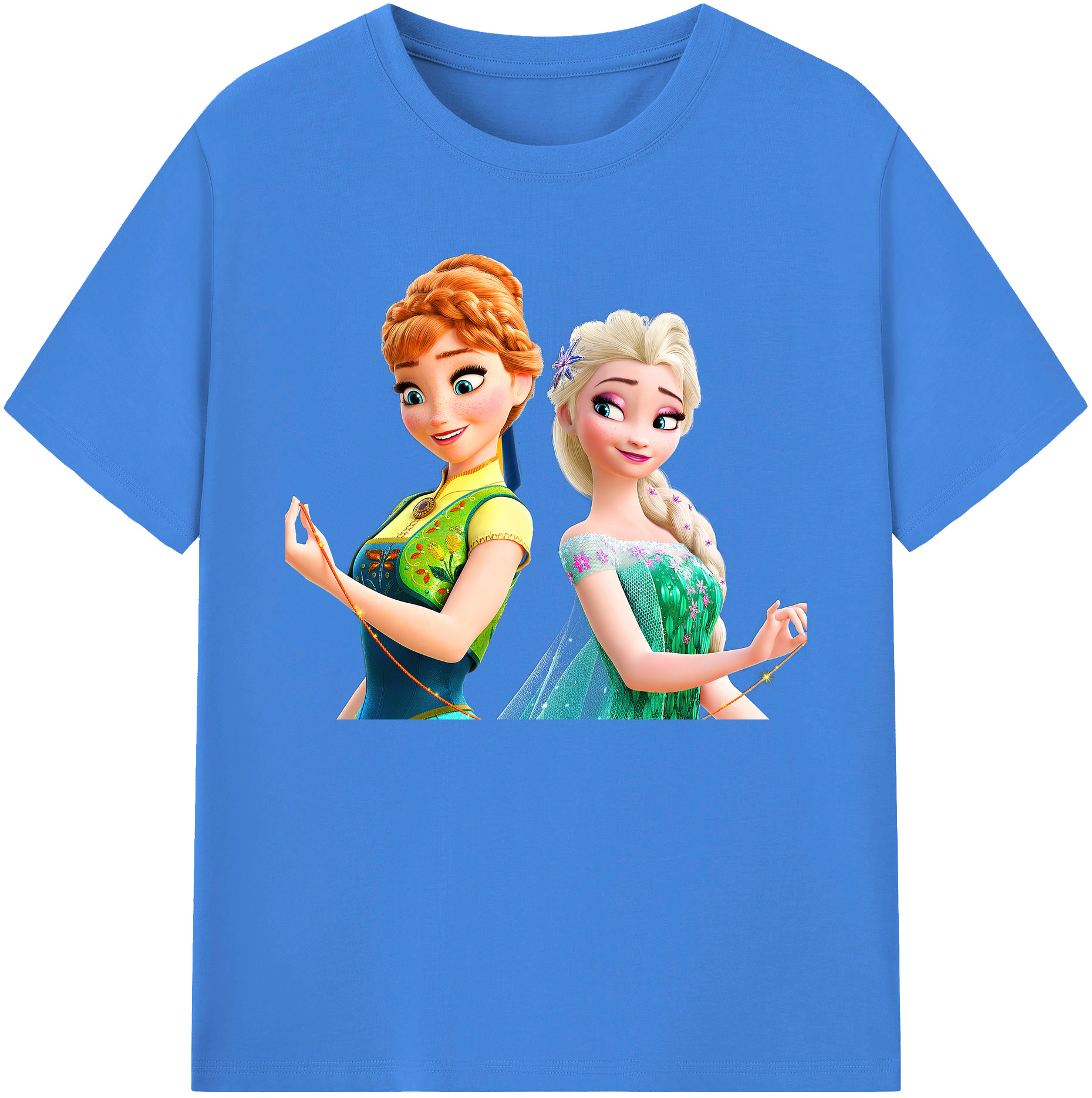 （画像用） アナと雪の女王 アンナ エルサ Frozen Anna Elsa 綿100％ メンズ半袖Tシャツ｜肌触りやわらか＆通気性