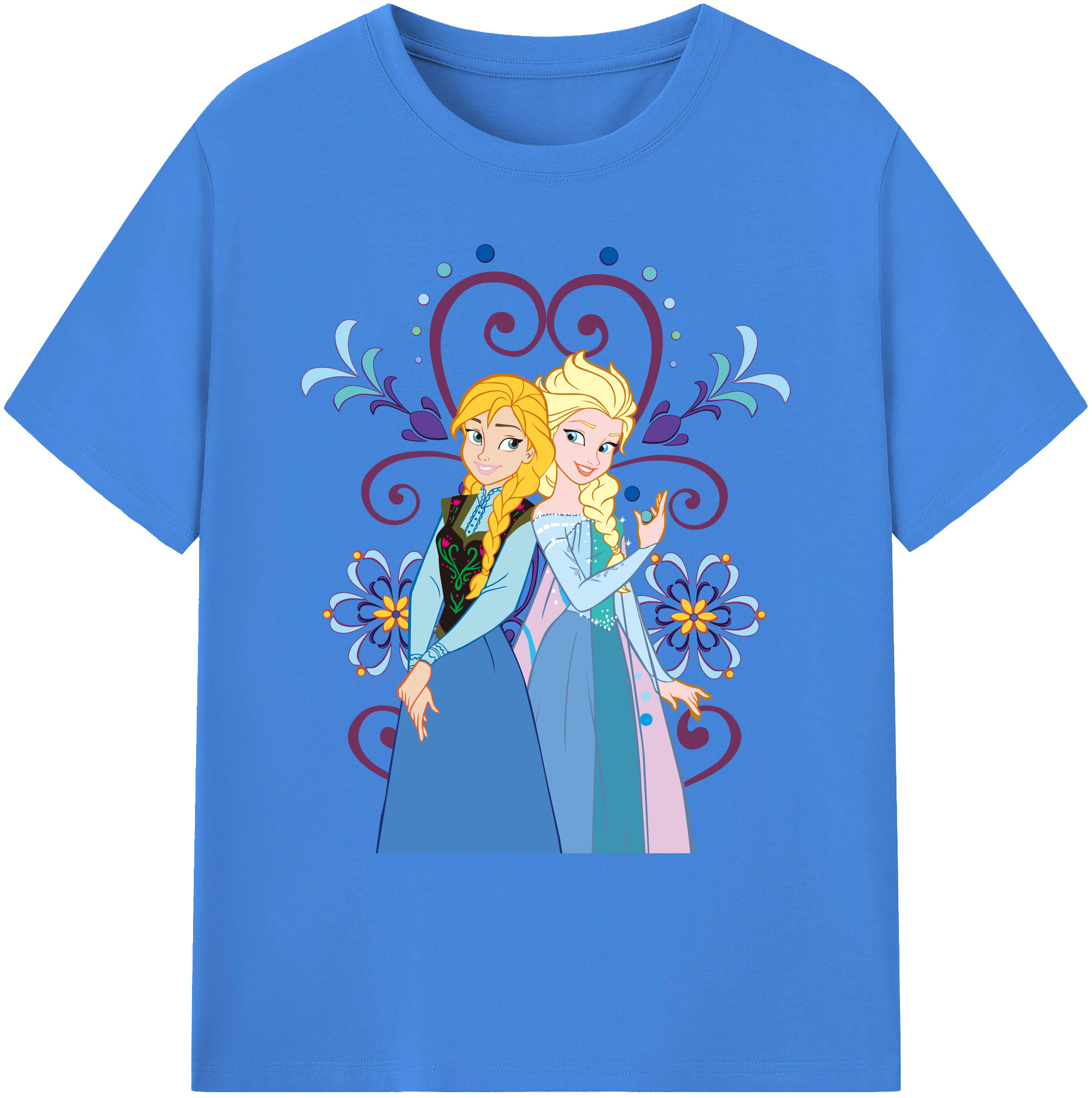 （画像用） アナと雪の女王 アンナ エルサ Frozen Anna Elsa 綿100％ メンズ半袖Tシャツ｜肌触りやわらか＆通気性