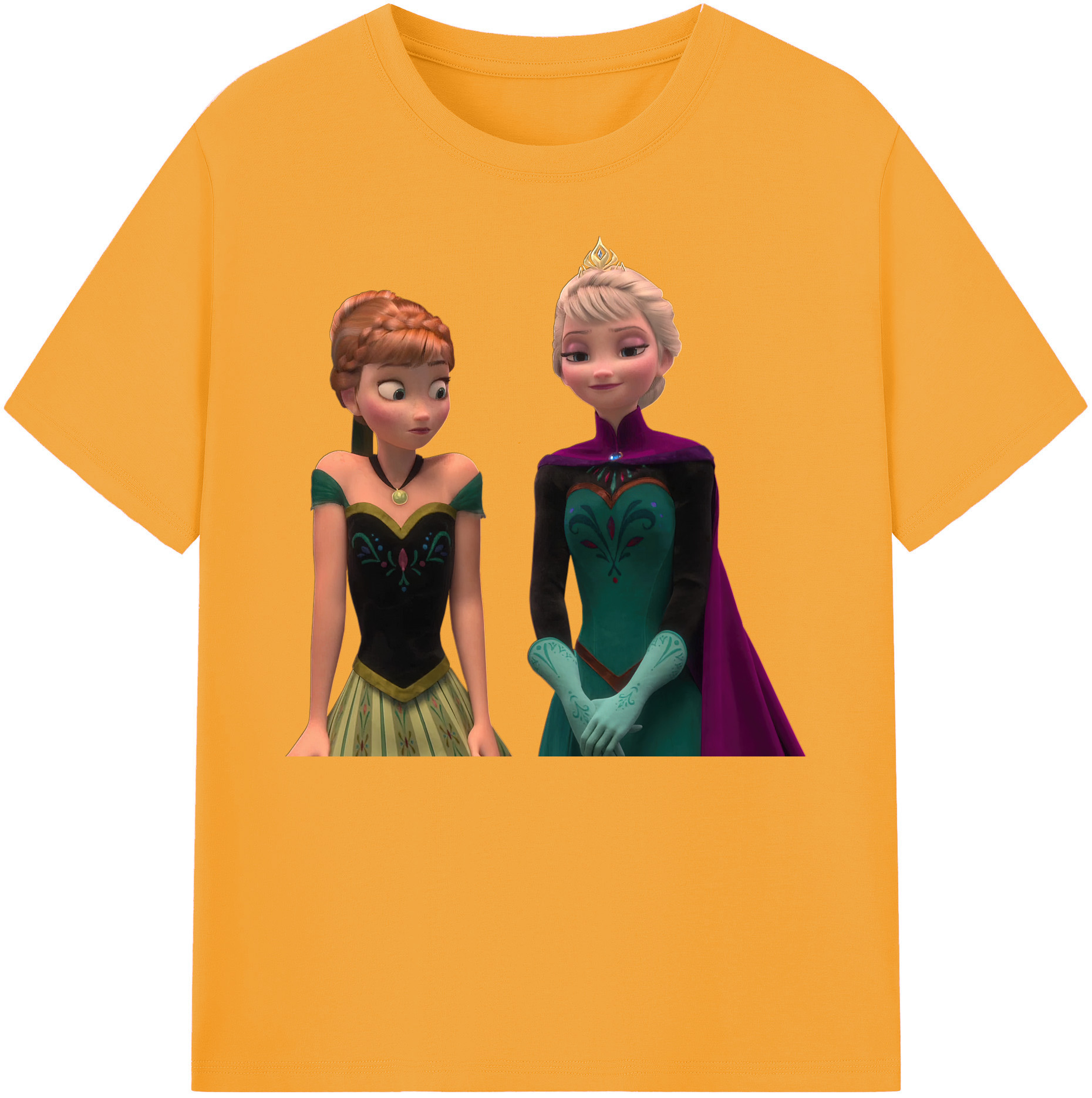 （画像用） アナと雪の女王 アンナ エルサ Frozen Anna Elsa 綿100％ メンズ半袖Tシャツ｜肌触りやわらか＆通気性