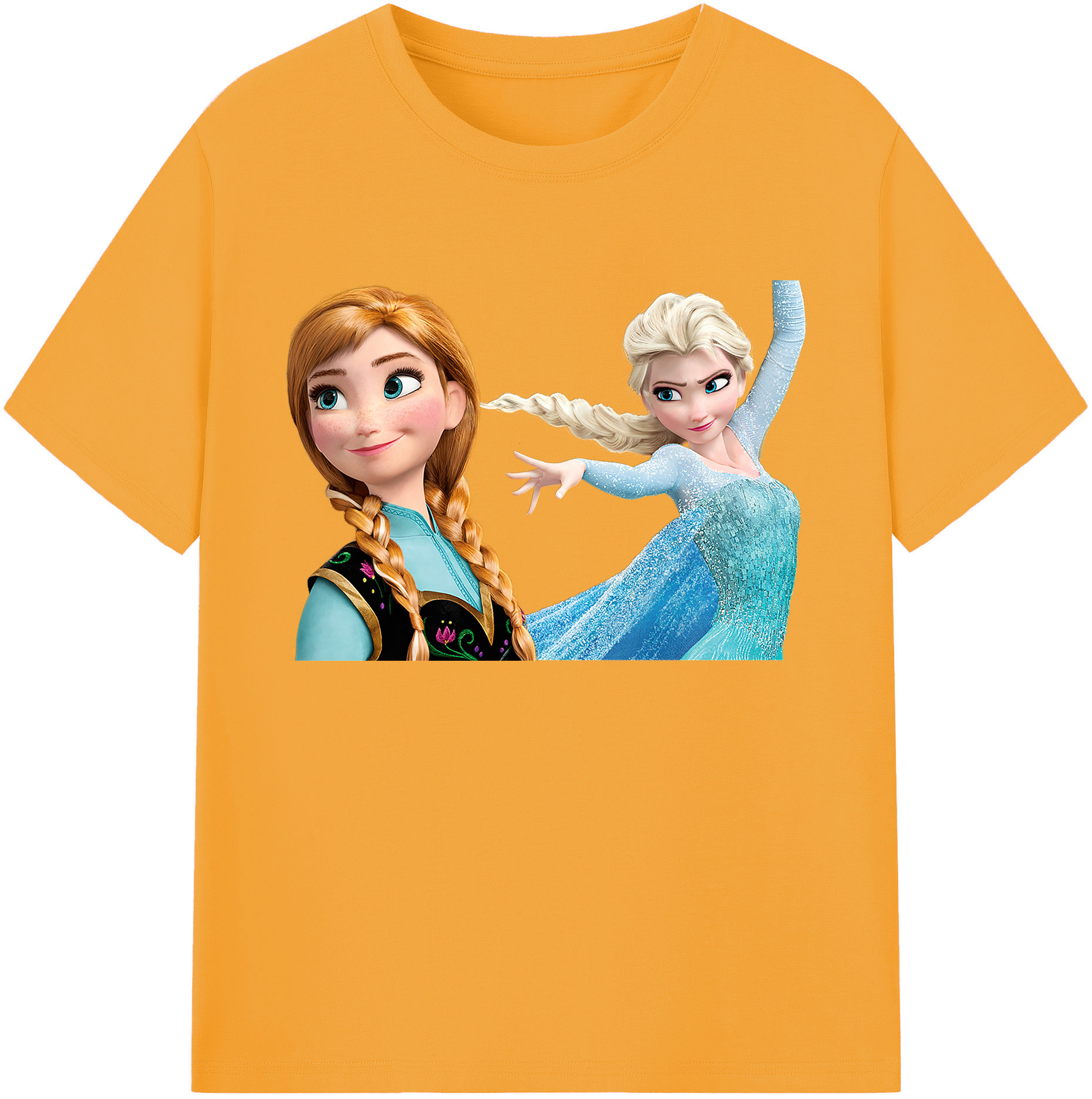 （画像用） アナと雪の女王 アンナ エルサ Frozen Anna Elsa 綿100％ メンズ半袖Tシャツ｜肌触りやわらか＆通気性