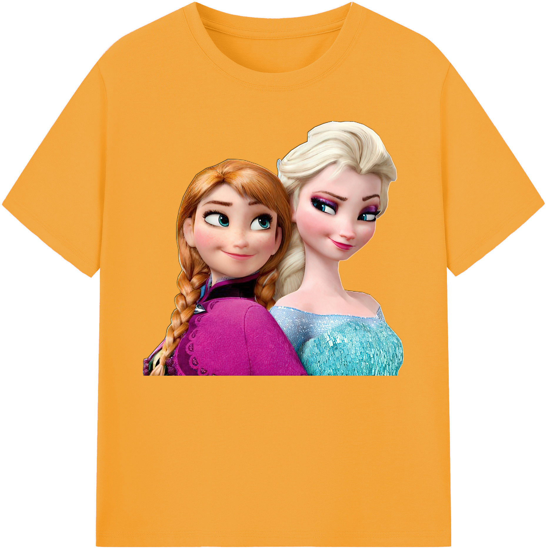 （画像用） アナと雪の女王 アンナ エルサ Frozen Anna Elsa 綿100％ メンズ半袖Tシャツ｜肌触りやわらか＆通気性